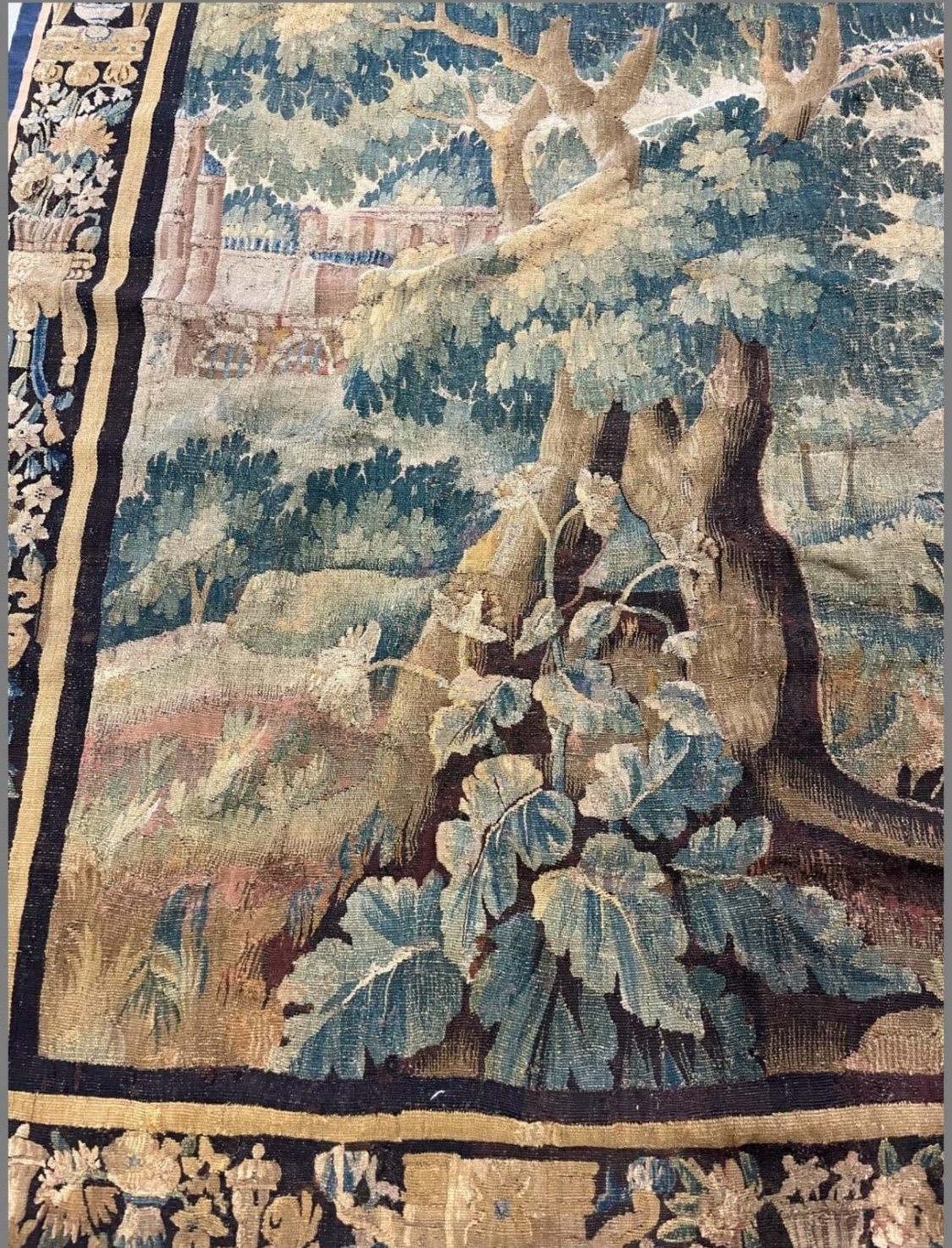 Hand-Woven Early 17th Century Flemish Verdure Landscape Tapestry with Birds For Sale
