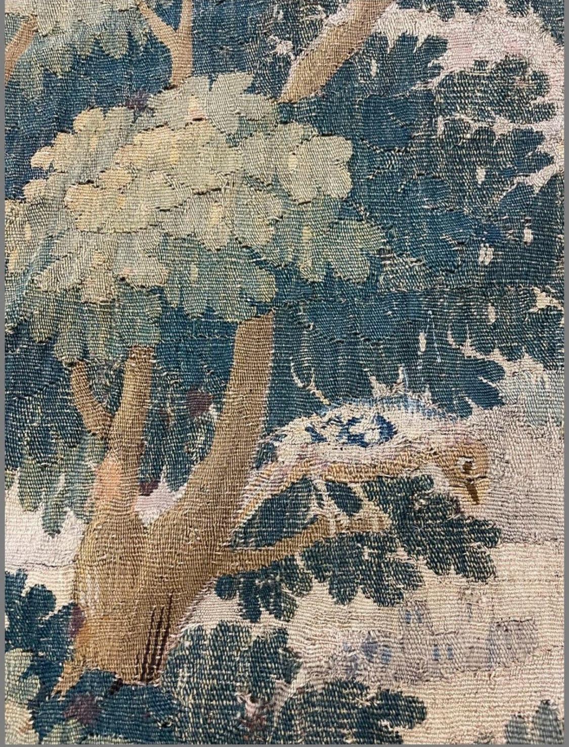 Early 17th Century Flemish Verdure Landscape Tapestry with Birds In Good Condition For Sale In New York, NY