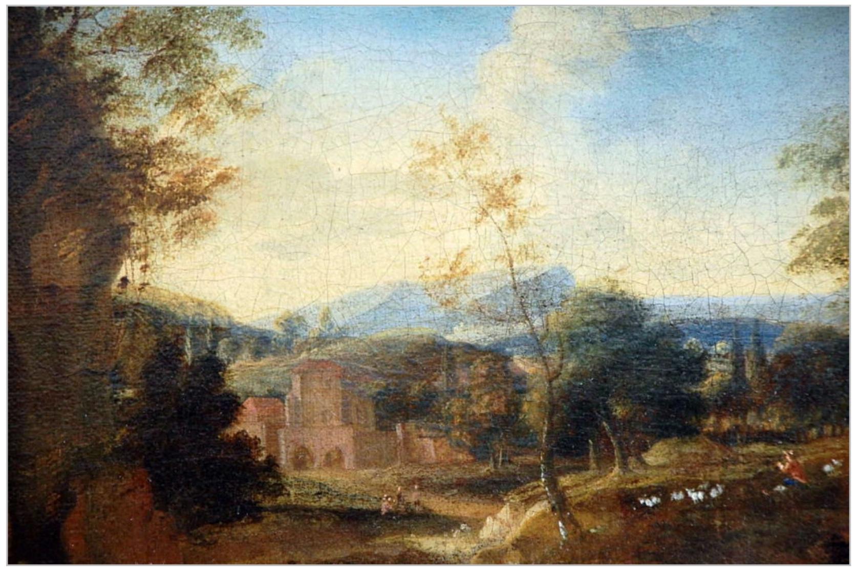 Early 17th Century French Landscape Painting In Excellent Condition For Sale In Los Angeles, CA