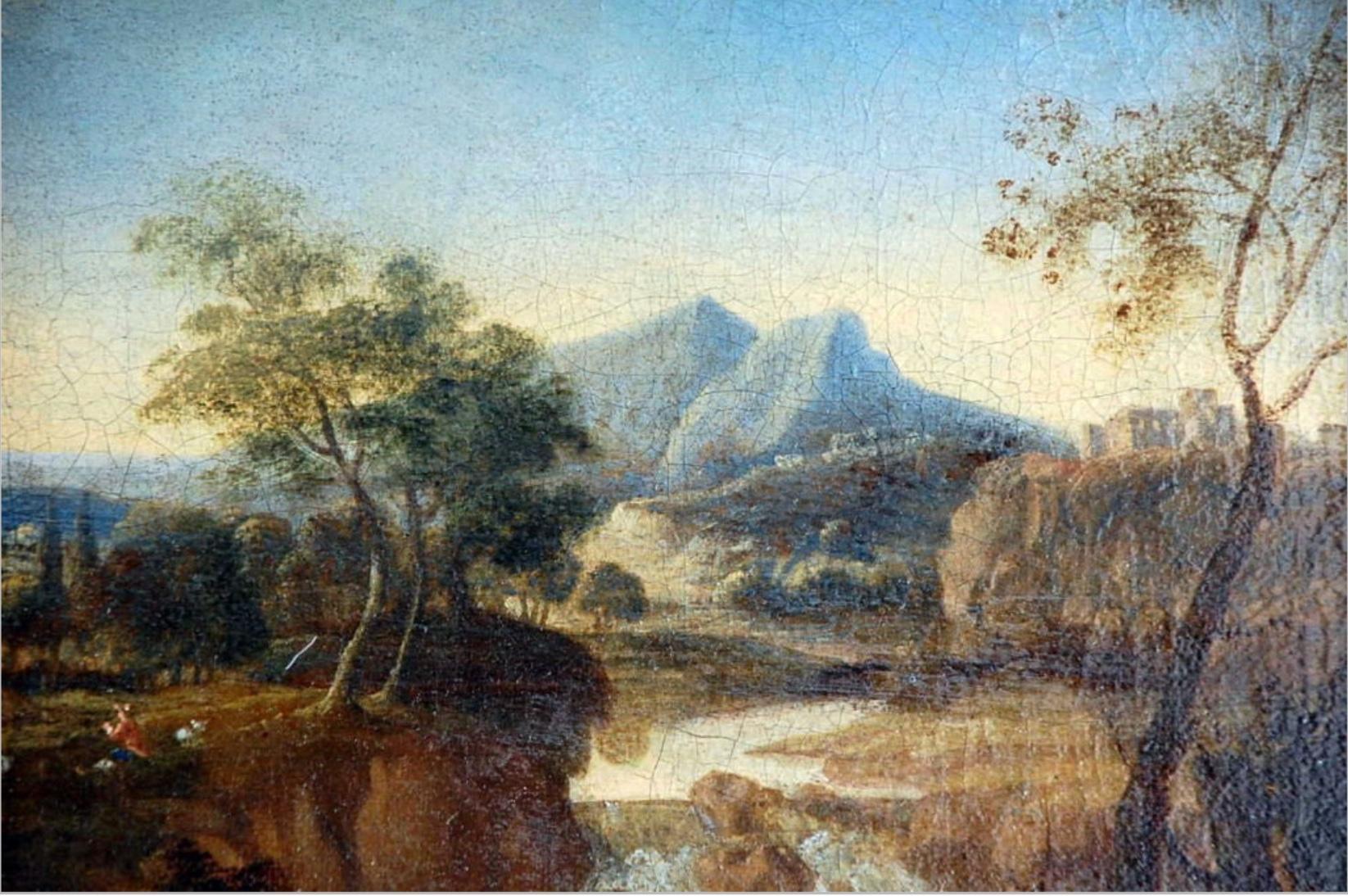 Peinture de paysage française du début du XVIIe siècle Excellent état - En vente à Los Angeles, CA