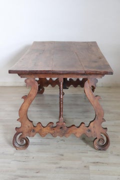 Tavolo Fratino Antico in Wood Wood del primo Seicento italiano con gambe a lira