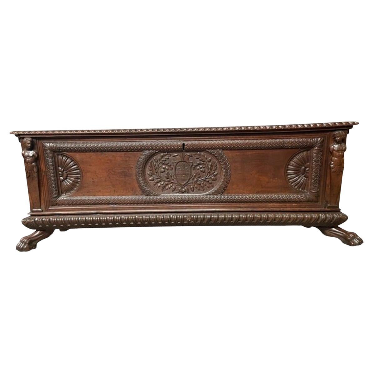 Early 17th Century Italian Renaissance Walnut Cassone