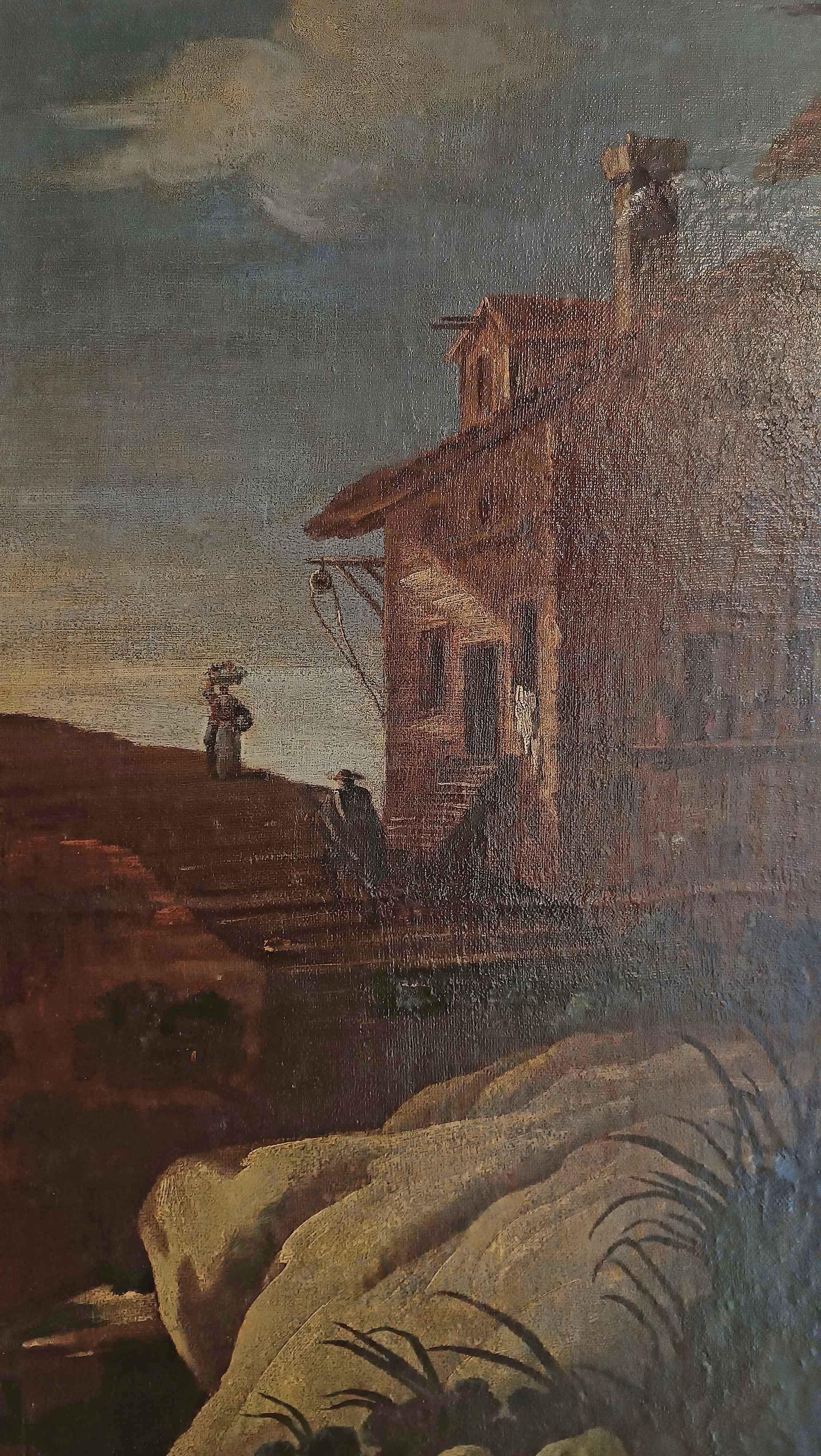 EARLY 17th CENTURY LARGE PAINTING WITH LANDSCAPE AND FIGURES in vendita 2