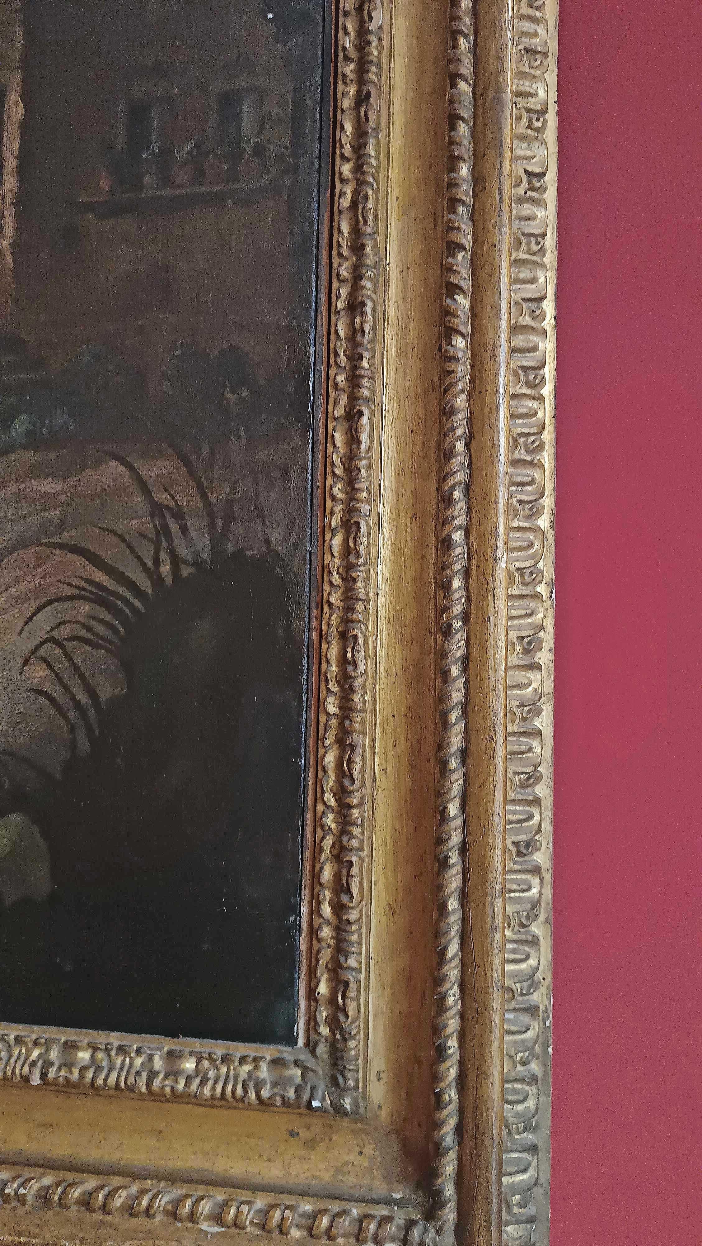 EARLY 17th CENTURY LARGE PAINTING WITH LANDSCAPE AND FIGURES in vendita 3