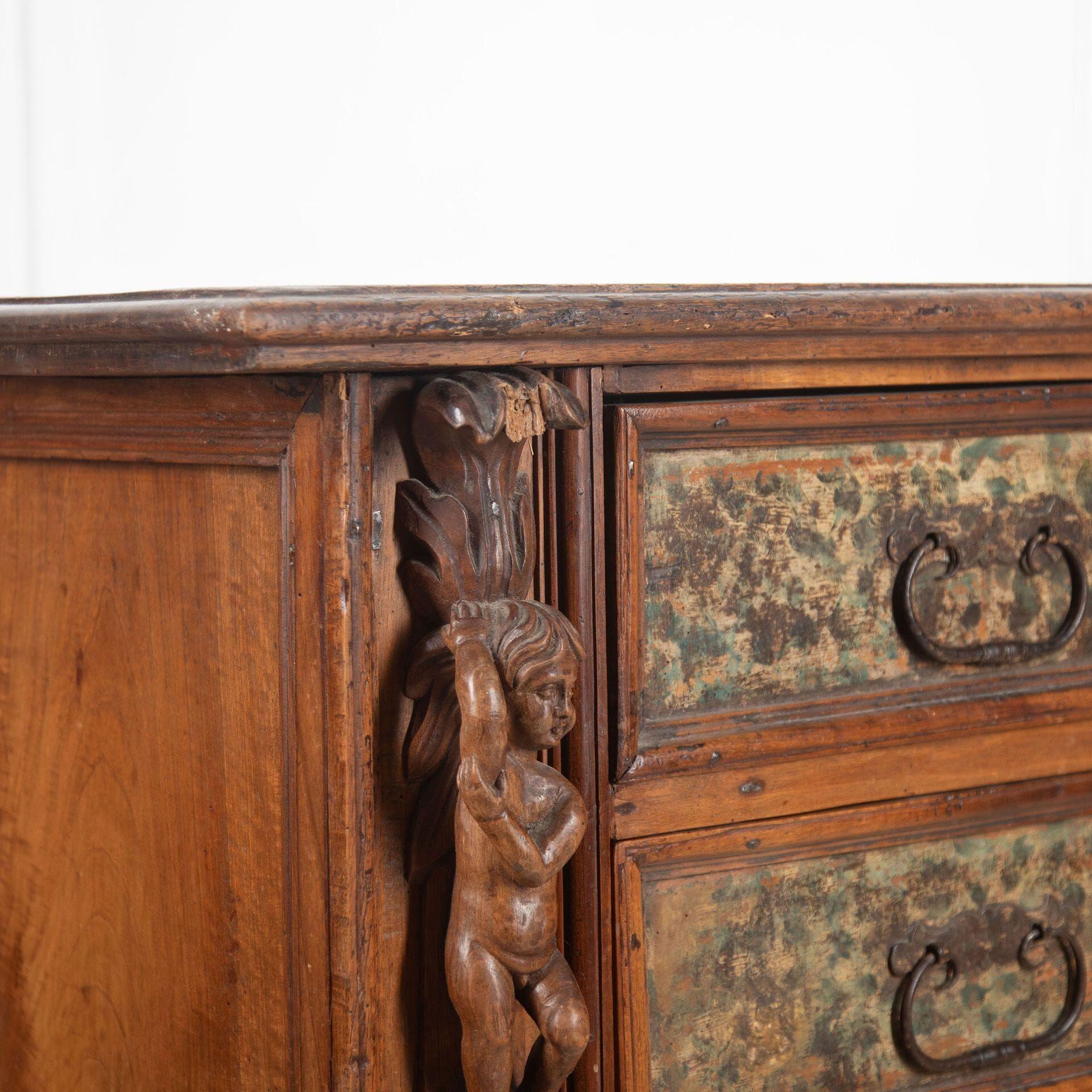 Early 17th Century Ligurian Faded Walnut Commode For Sale 2