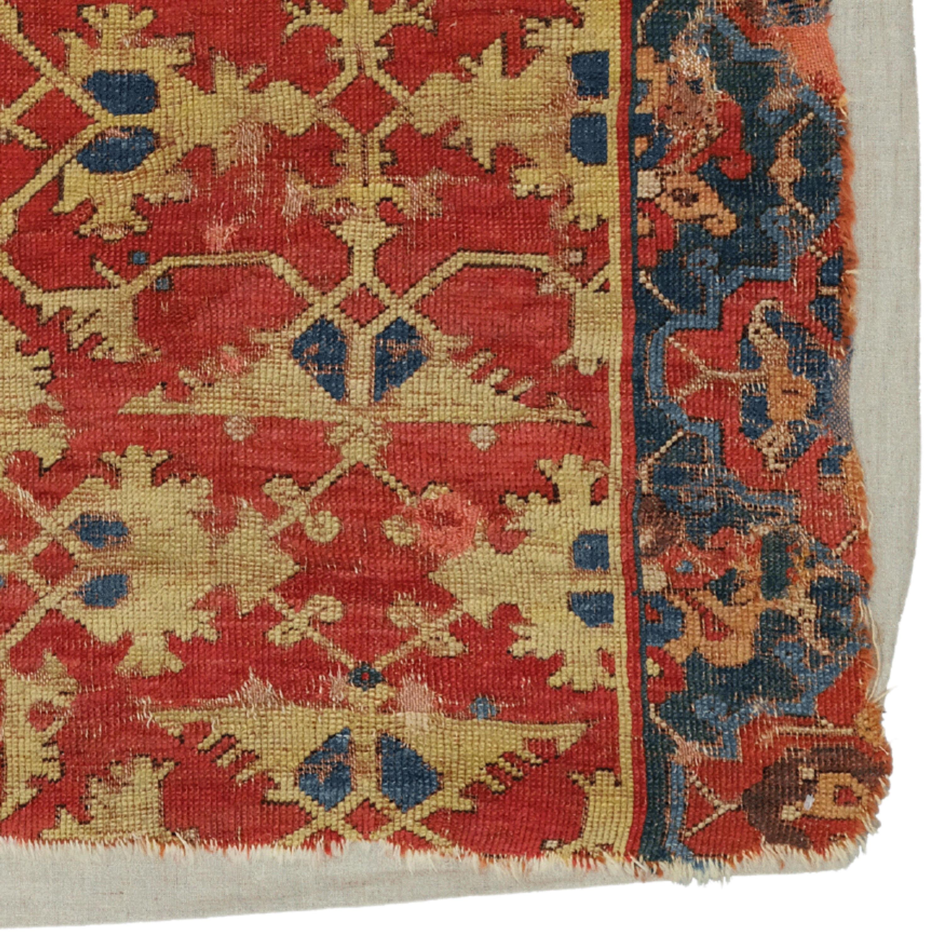 17ème siècle Fragment de tapis de Loto du début du 17e siècle - Fragment ancien, tapis ancien en vente
