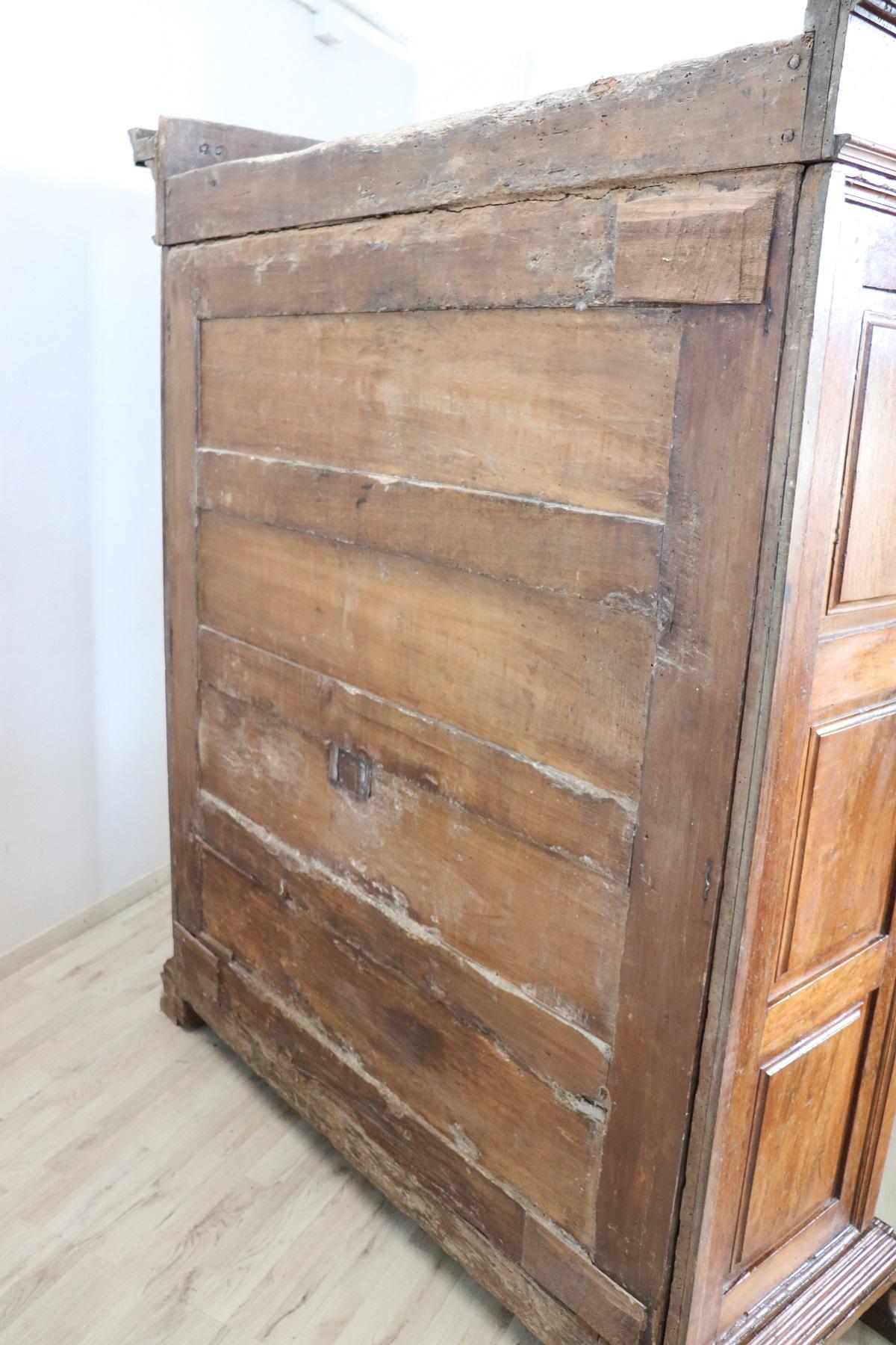 Early 17th Century Louis XIV Walnut Hand Carved Antique Wardrobe or Armoire 11