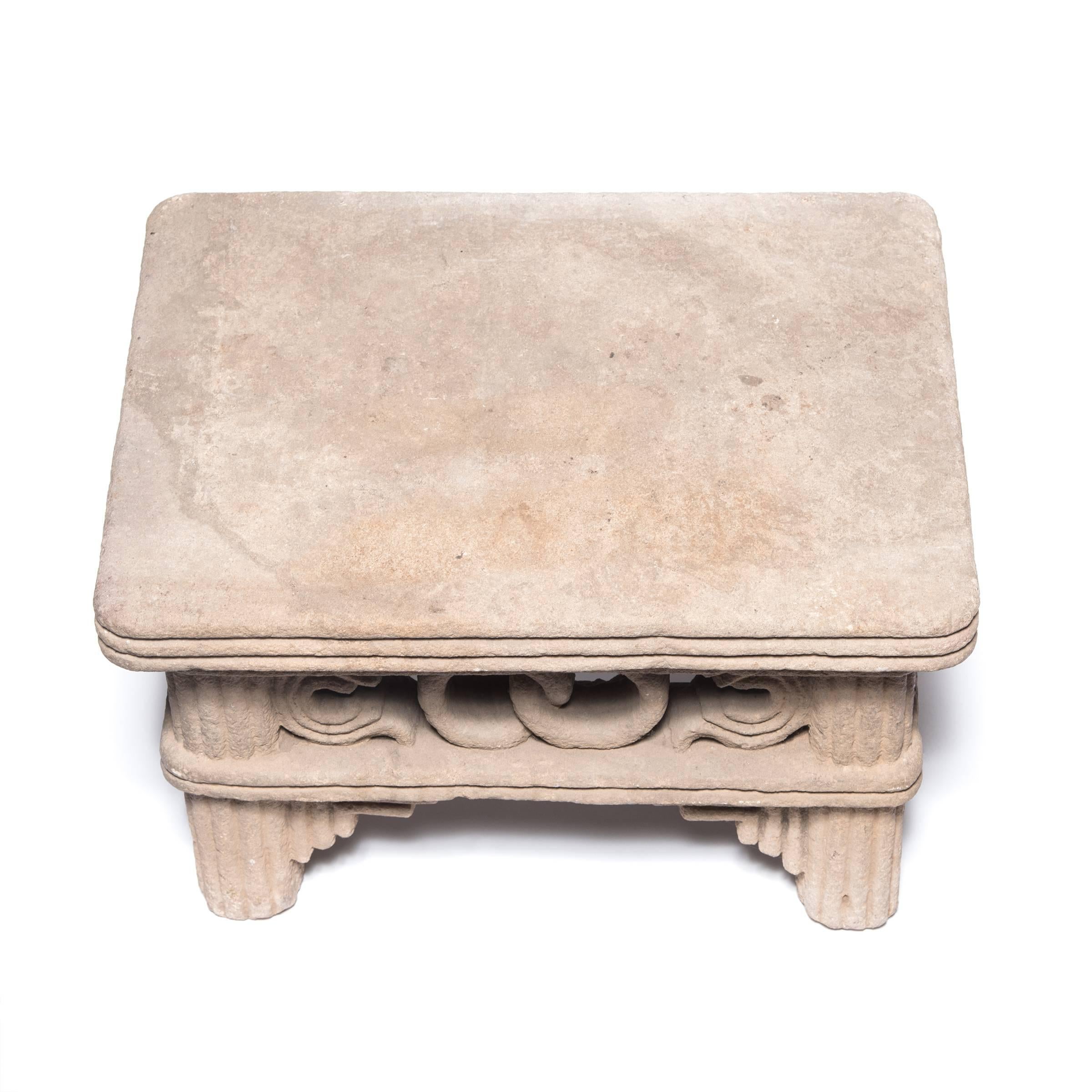 Hand-Carved Chinese Interlocking Ring Stone Table, c. 1600 For Sale