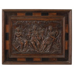 Relief en Oak du début du 17e siècle représentant les trois vertus divines