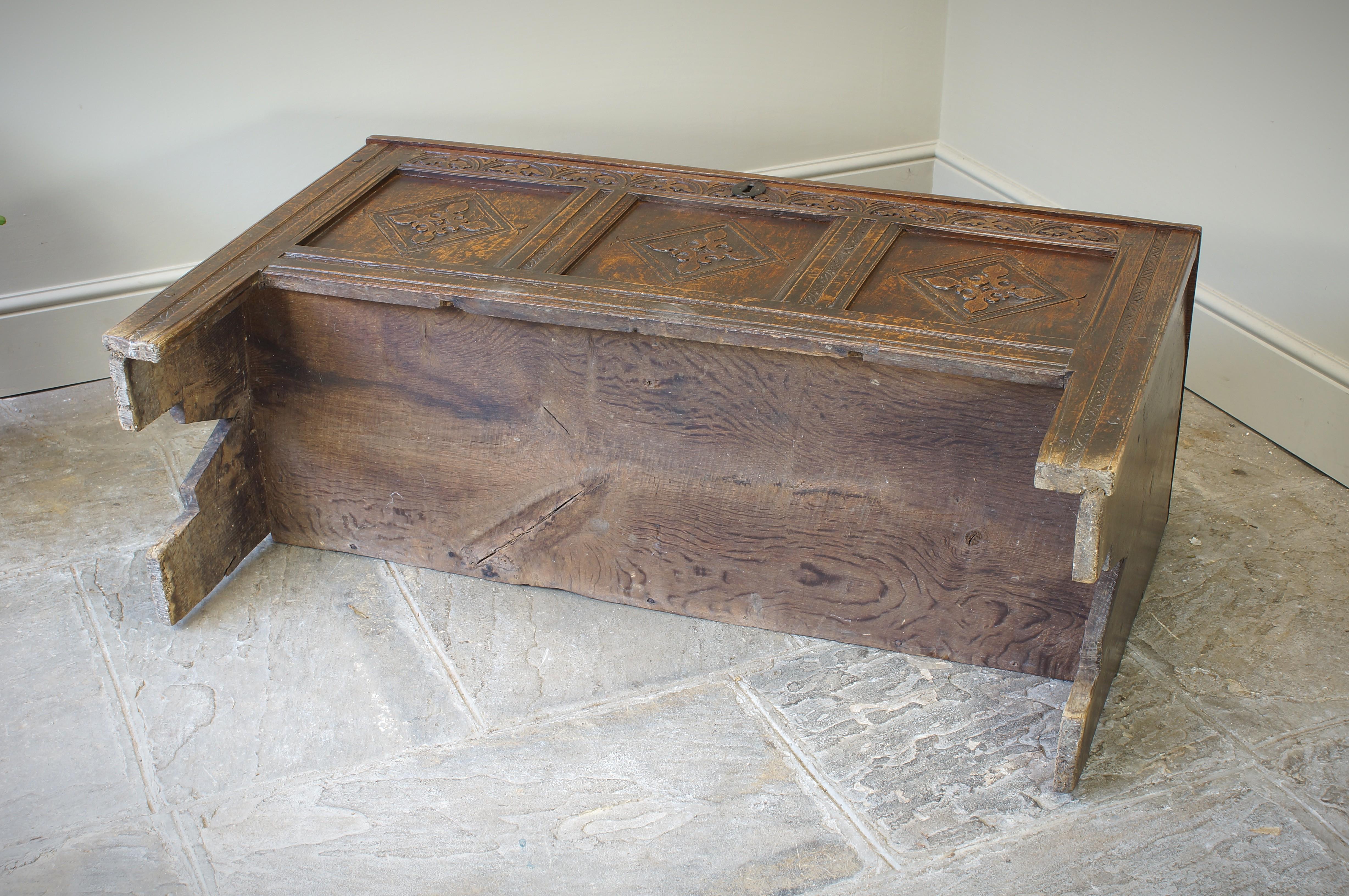 Early 17th Century Oak Coffer For Sale 4