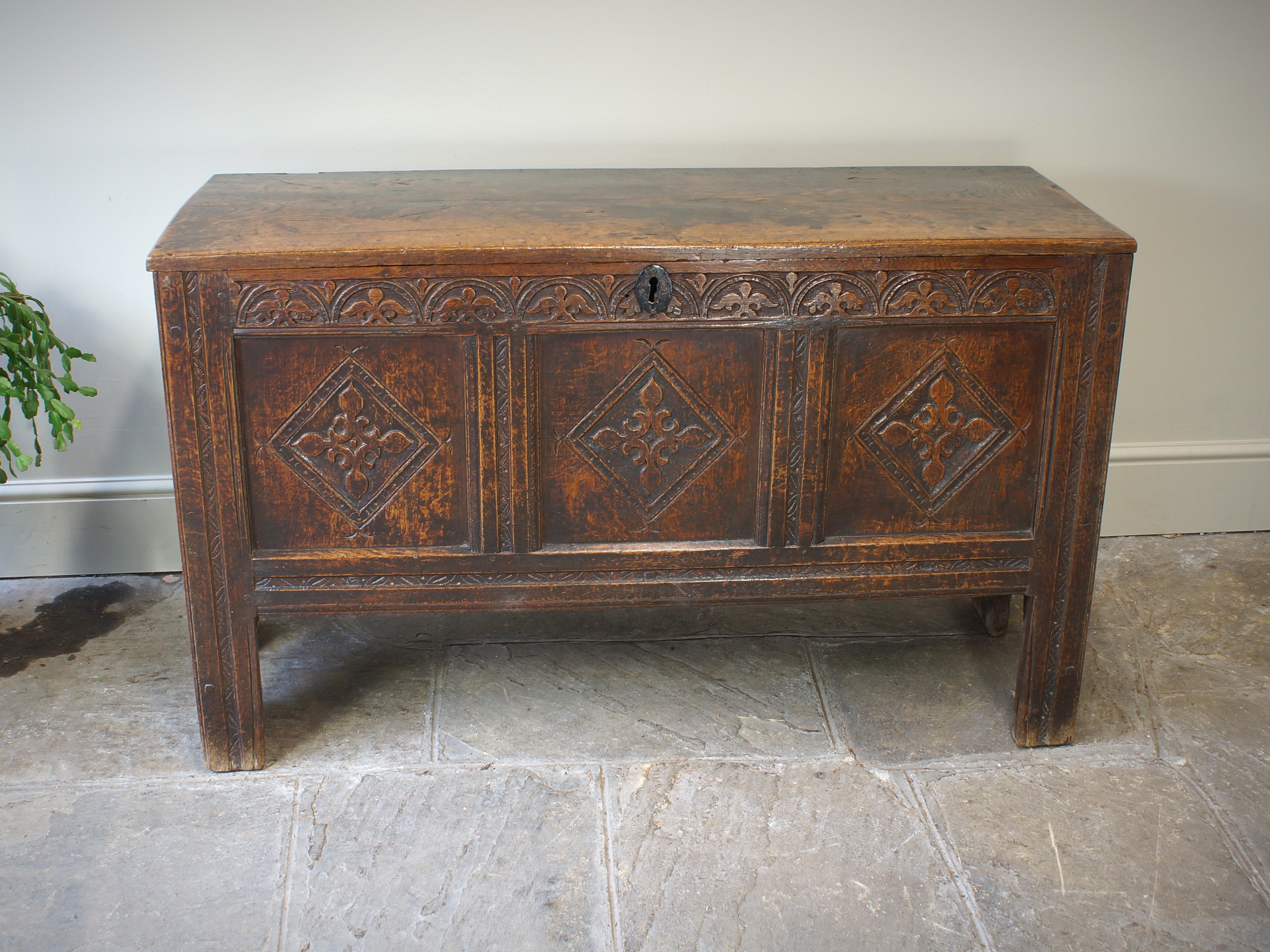 Jacobean Early 17th Century Oak Coffer For Sale