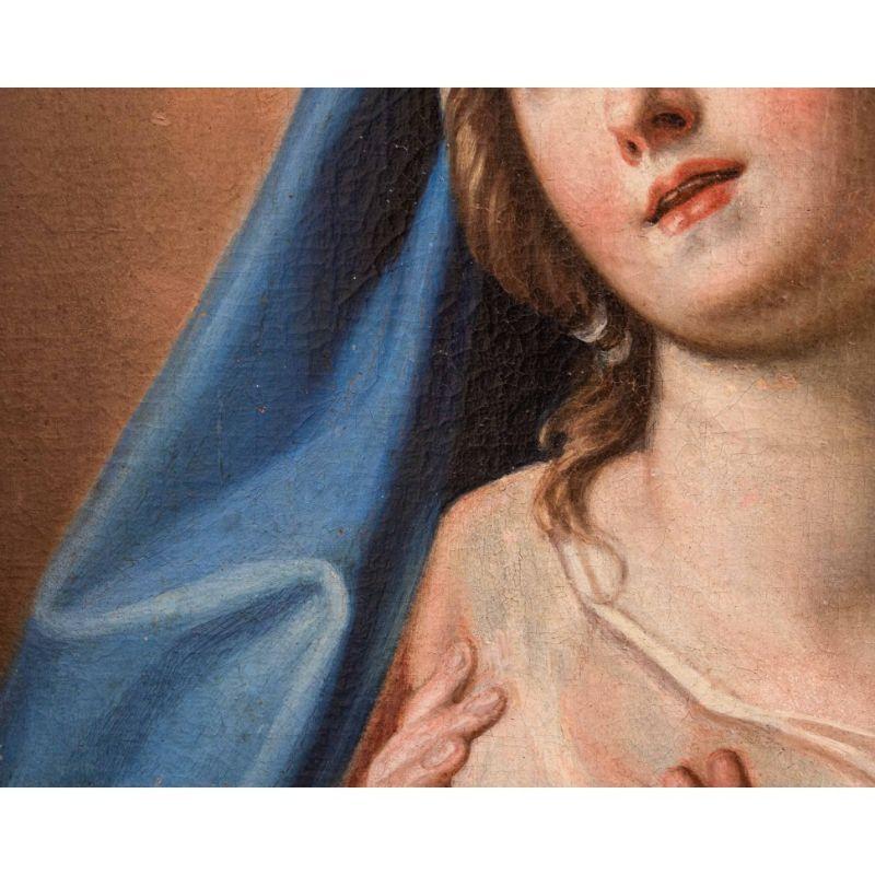 Toile Huile sur toile de la Madonna en prière de l'école romaine du début du XVIIe siècle en vente