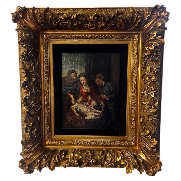 Early 17th Century School of Peter Paul Rubens “The Holy Family” Oil on Canvas For Sale