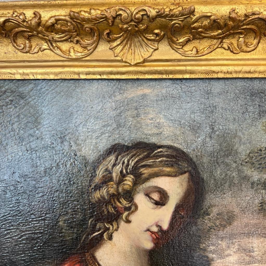 Peinture à l'huile sur toile de l'école toscanne du début du 17e siècle « Virgin and Child »  en vente 3