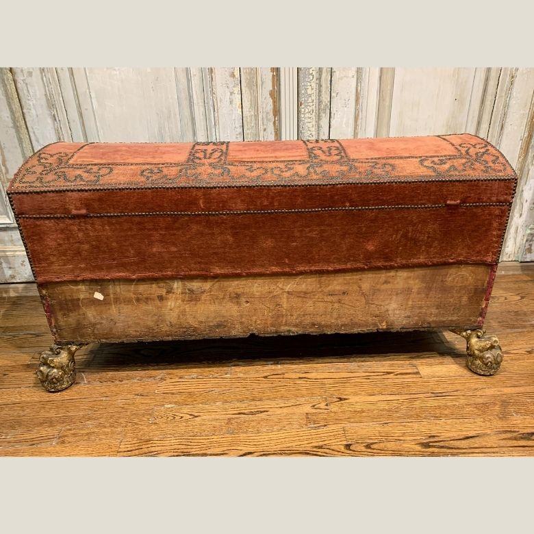 Early 17th Century Venetian Red Velvet and Nail Head Chest with Hidden Drawers In Good Condition In Middleburg, VA