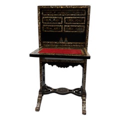 Early 1800 Ladies Perfume, Makeup and Jewelry Table with Inlaid Mother of Pearl