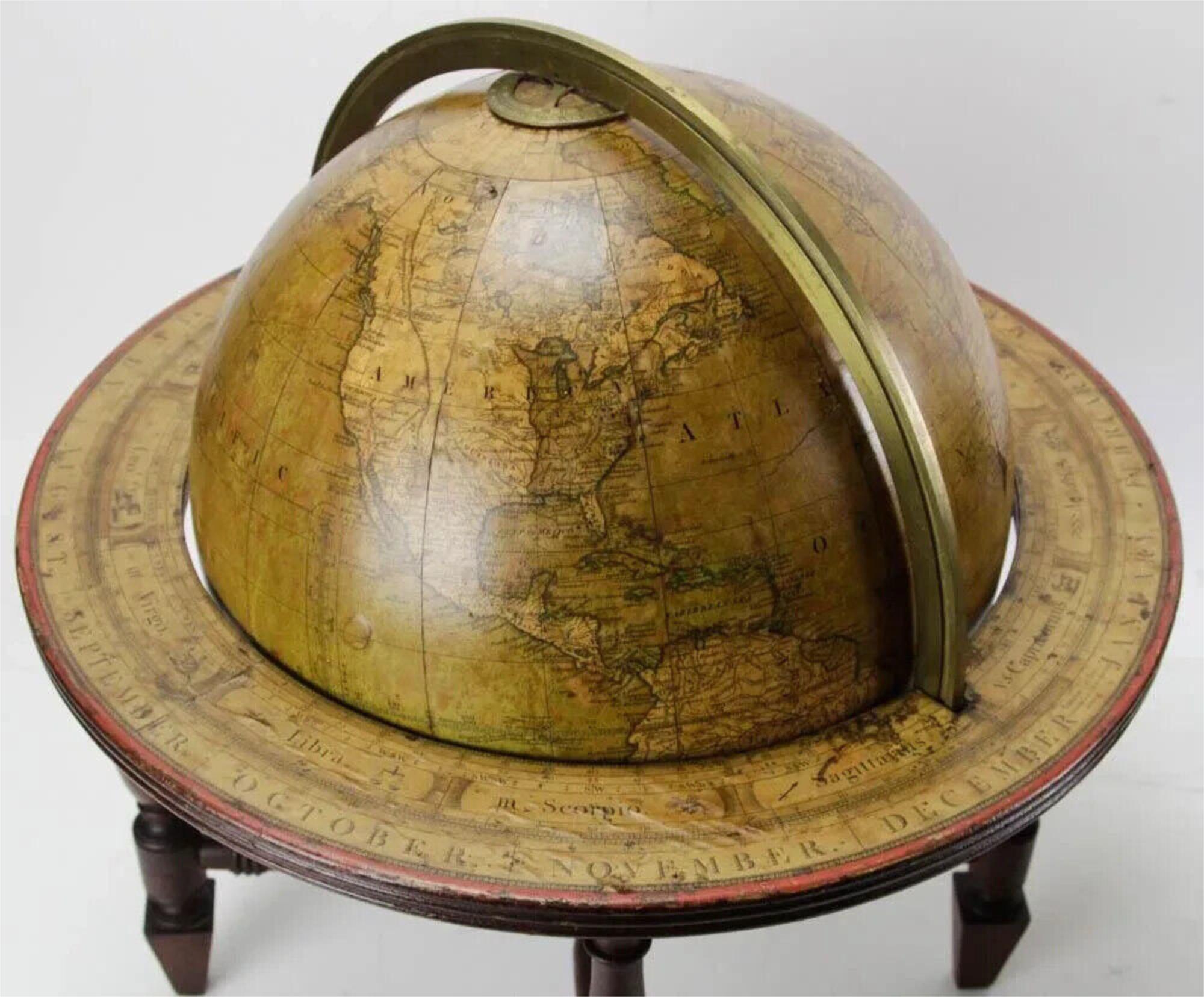 Antigüedades de principios de 1800  Globos celestes terrestres británicos de 12 pulgadas, juego de dos siglo XIX en venta