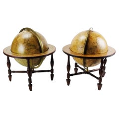 Antiquités du début des années 1800  Globes célestes terrestres britanniques, 12 pouces, lot de deux