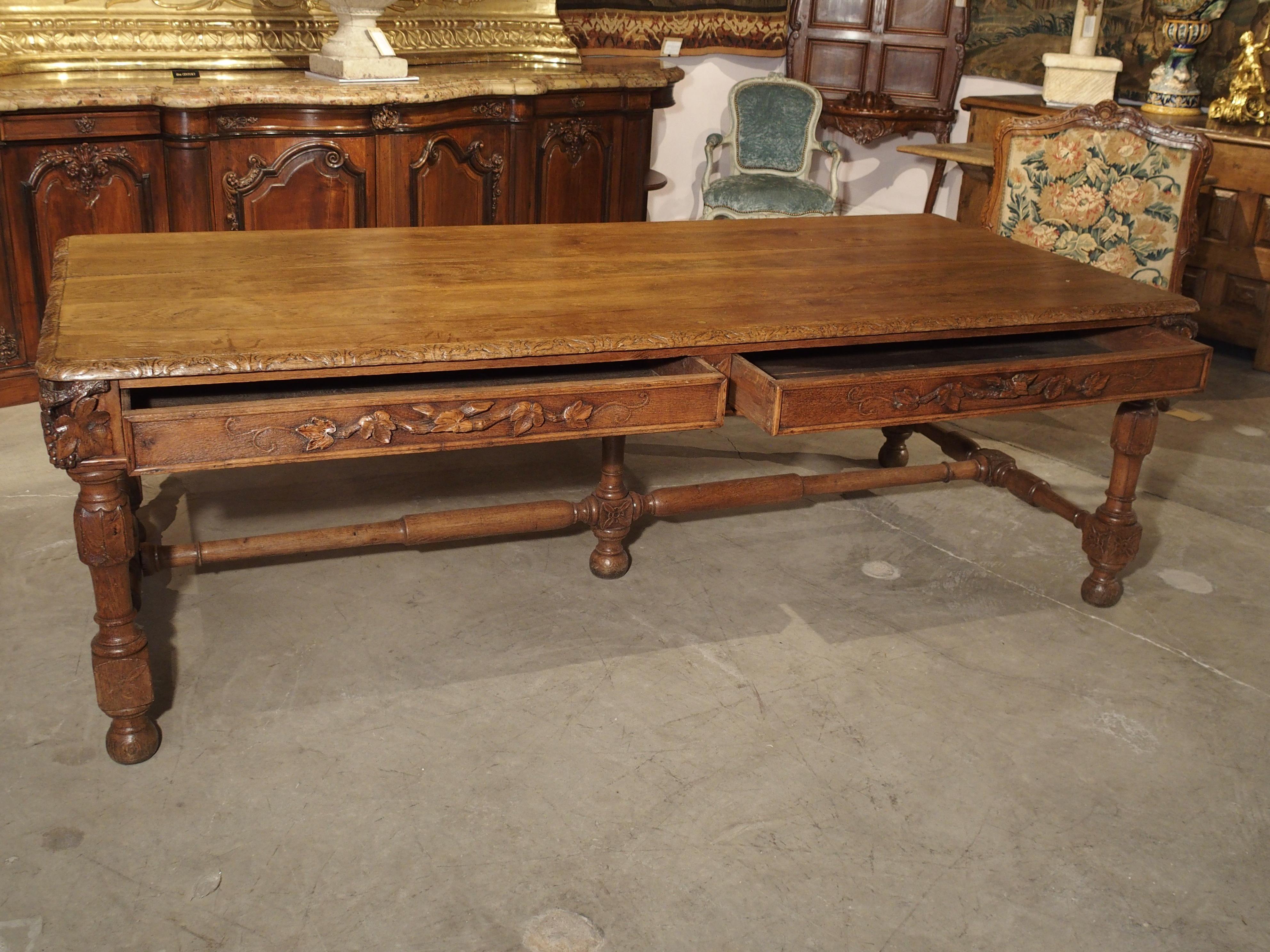 Early 1800s Carved French Oak Vineyard Table 4