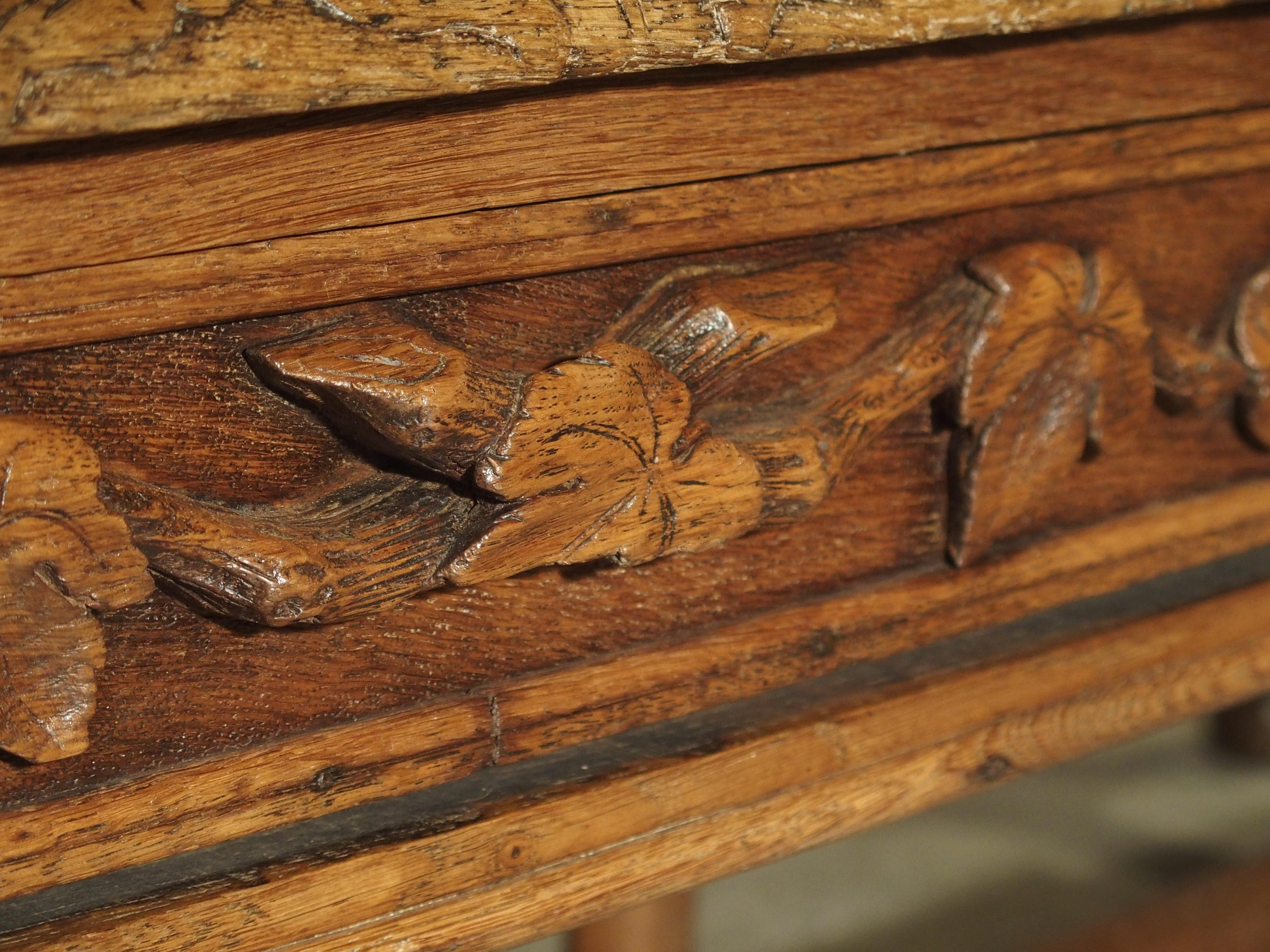 Early 1800s Carved French Oak Vineyard Table 6