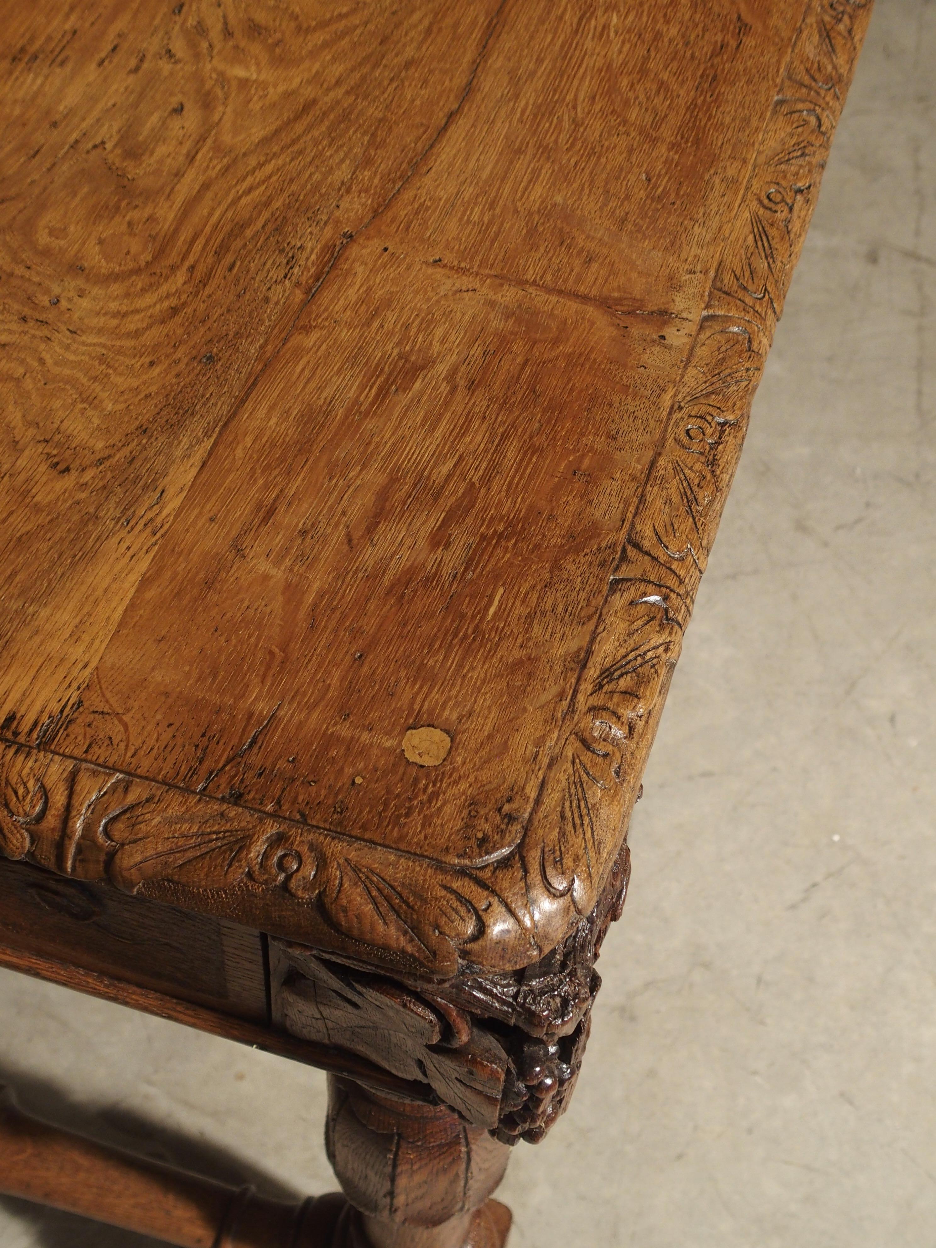 Early 1800s Carved French Oak Vineyard Table 7