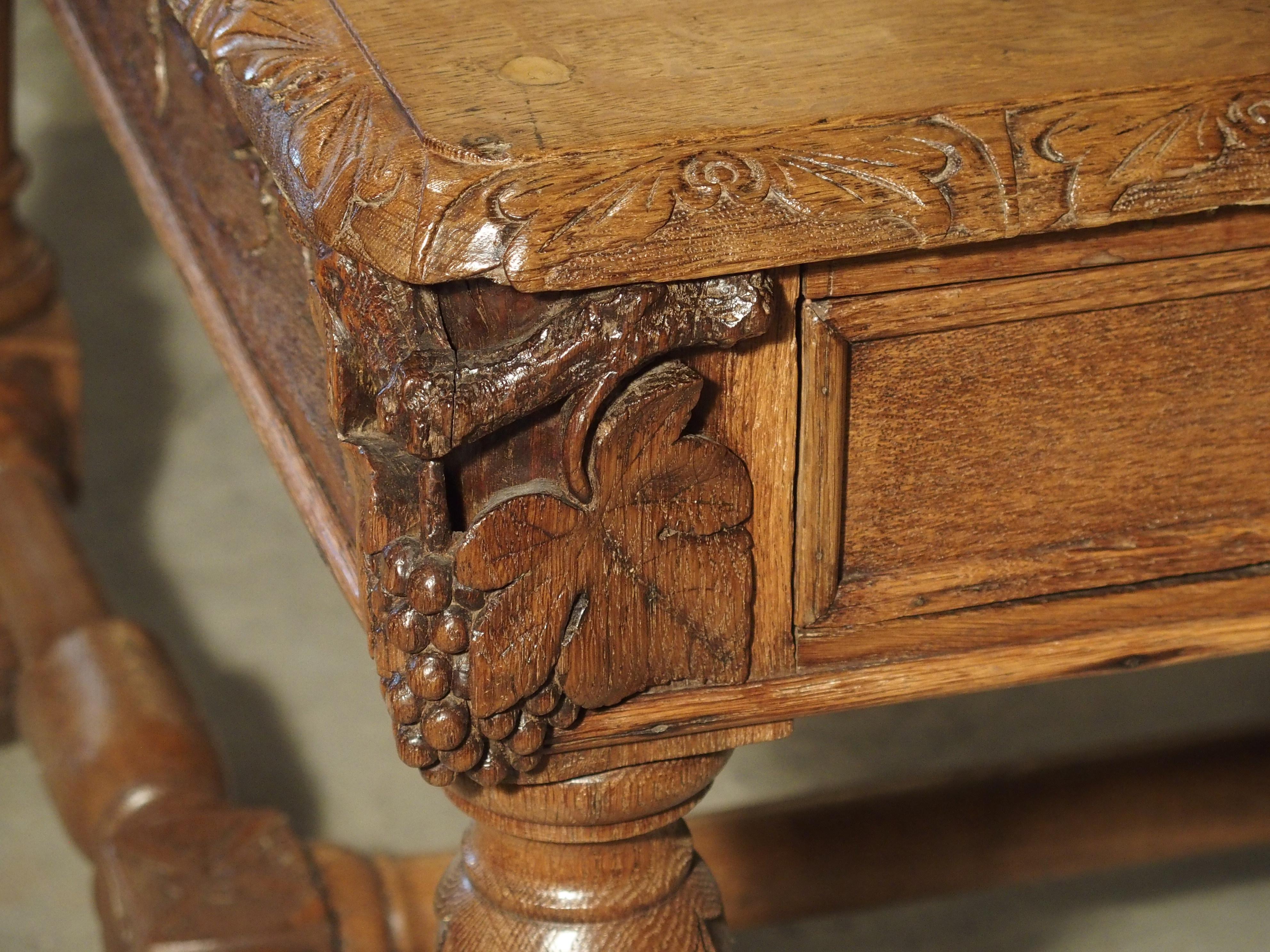 Early 1800s Carved French Oak Vineyard Table 14
