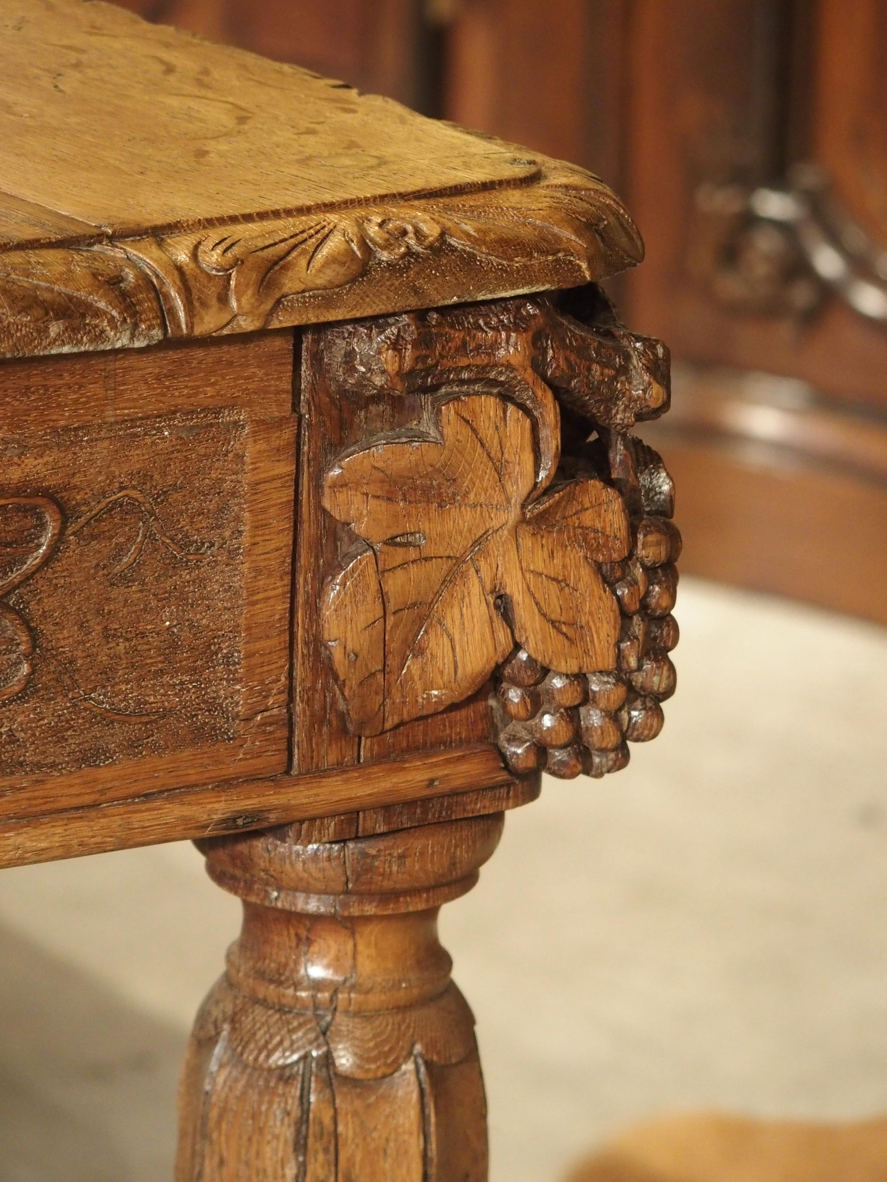 19th Century Early 1800s Carved French Oak Vineyard Table