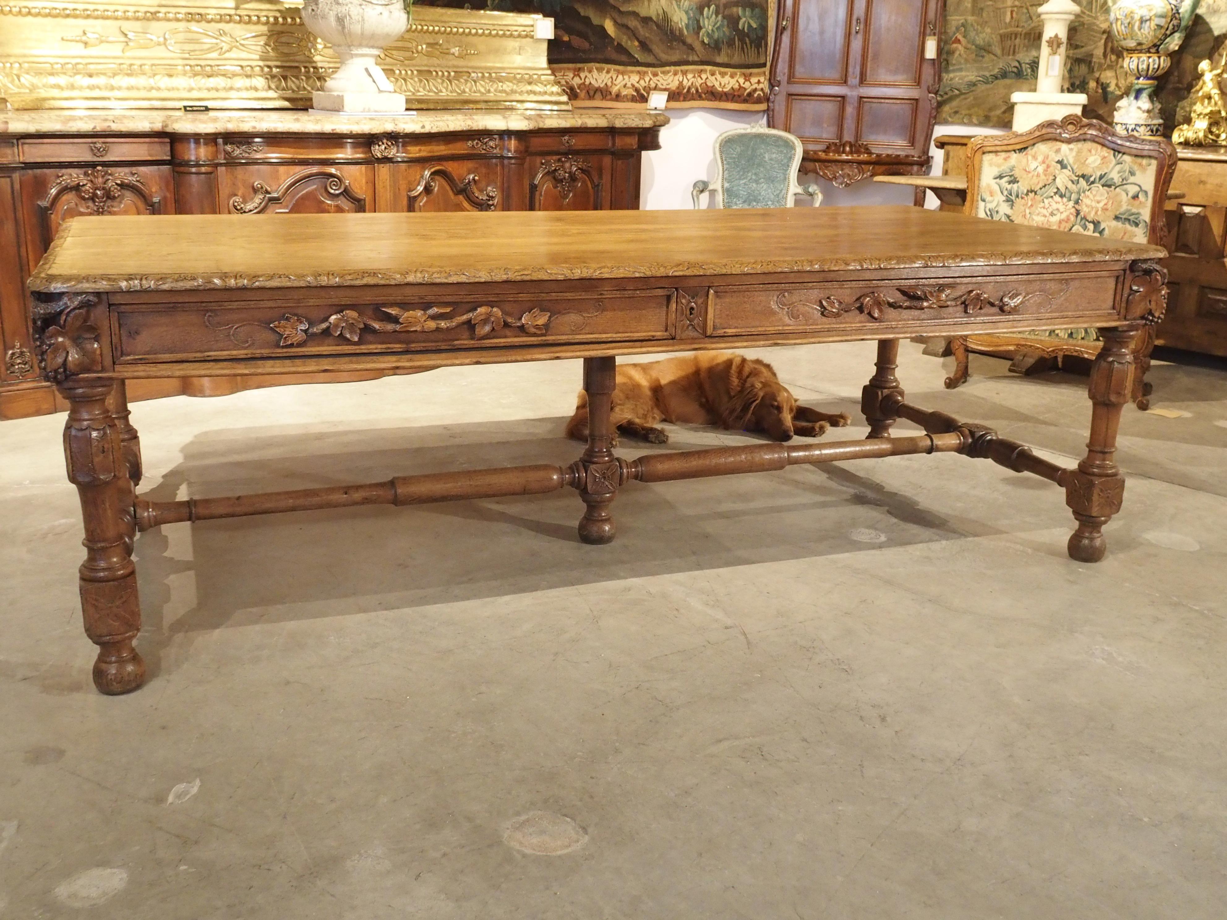 Early 1800s Carved French Oak Vineyard Table 1