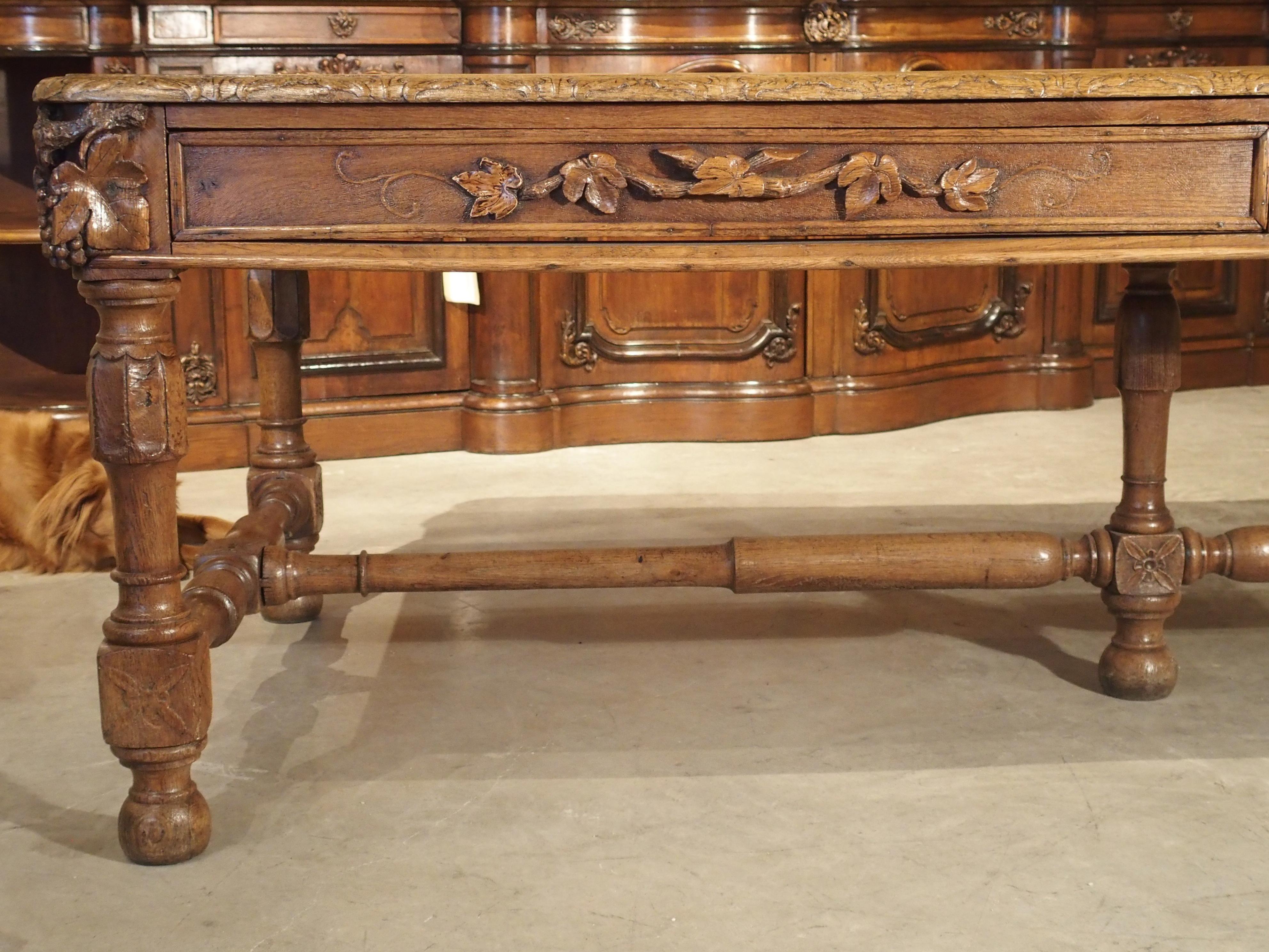 Early 1800s Carved French Oak Vineyard Table 2