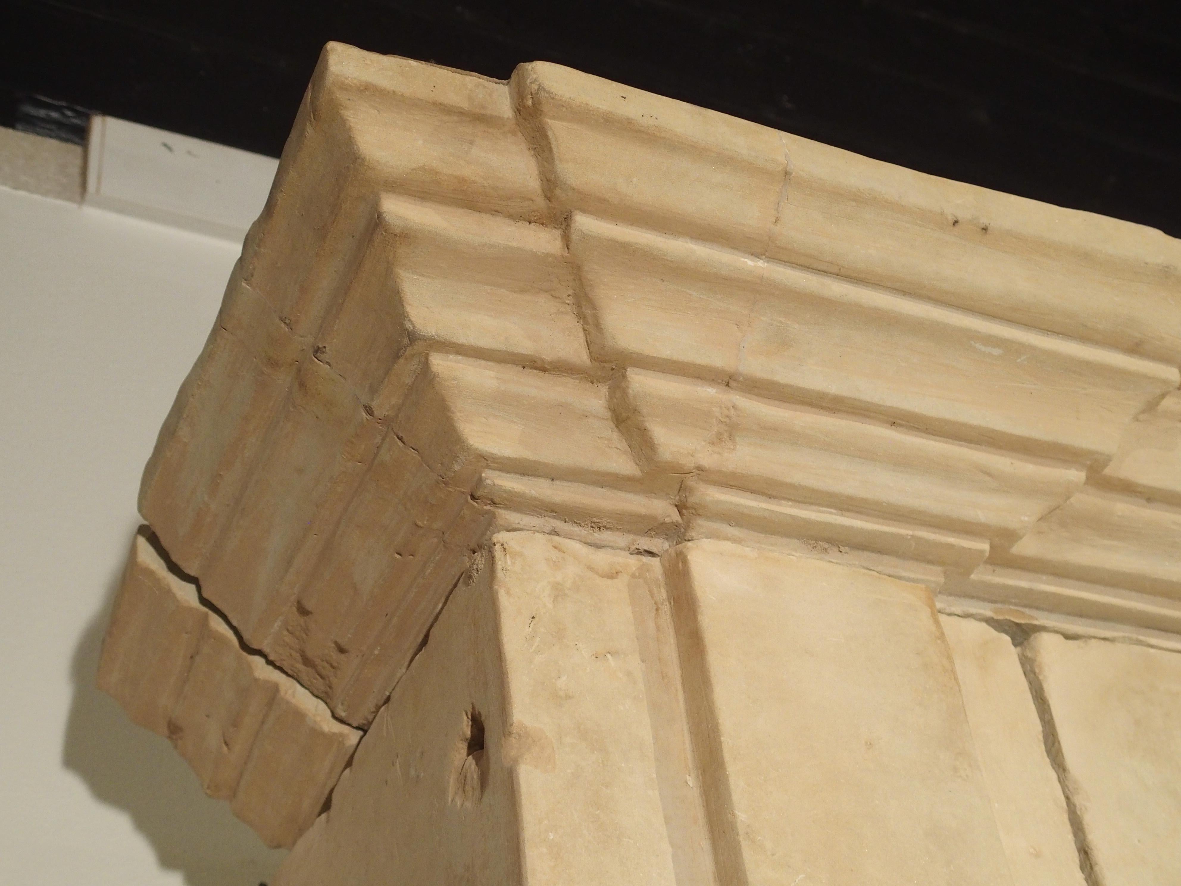 Early 1800s Carved Limestone Trumeau Fireplace Mantel from Loire Valley, France 3