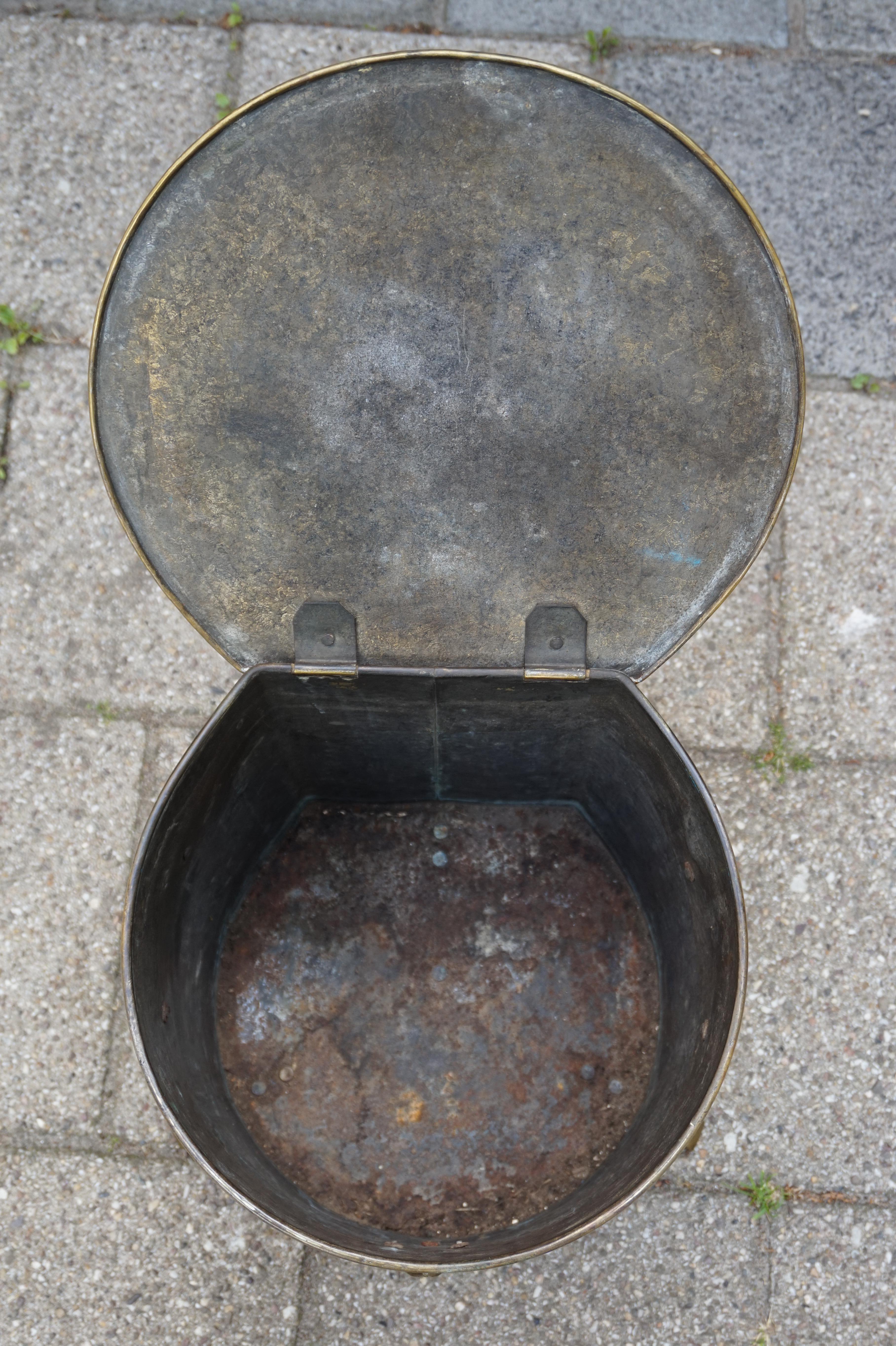 Early 1800s Empire/ Napoleon Coal Kettle/ Bucket with Bronze Rams Head Sculpture 3