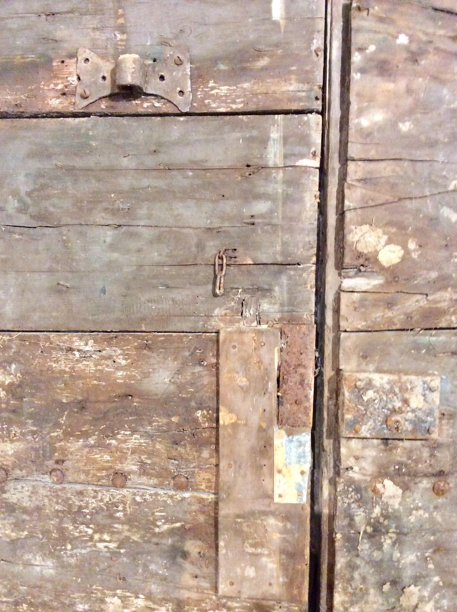 Early 1800s French Architectural Arched Wood Doors With Original Iron Hardware 3
