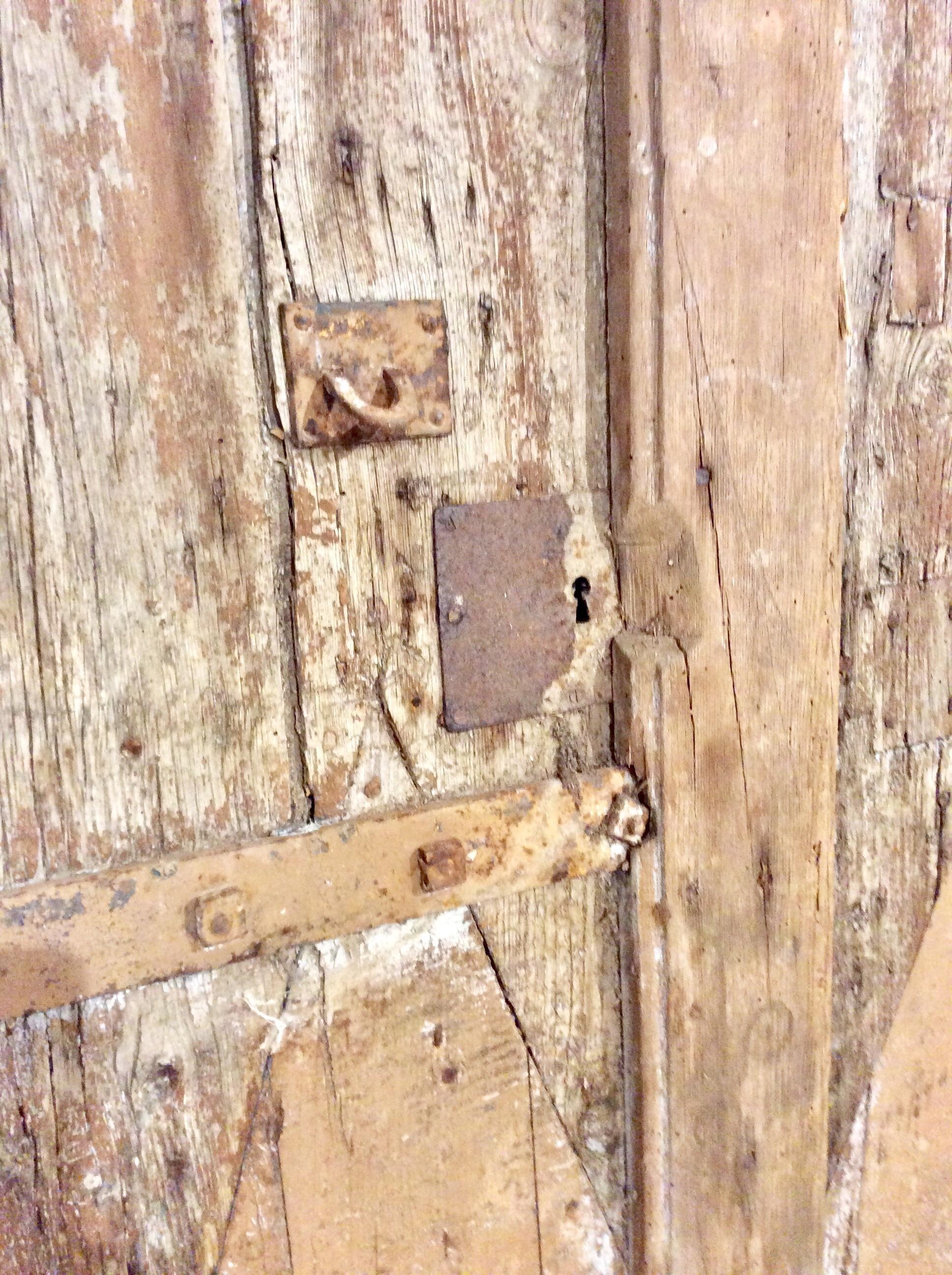Hand-Crafted Early 1800s French Architectural Arched Wood Doors With Original Iron Hardware