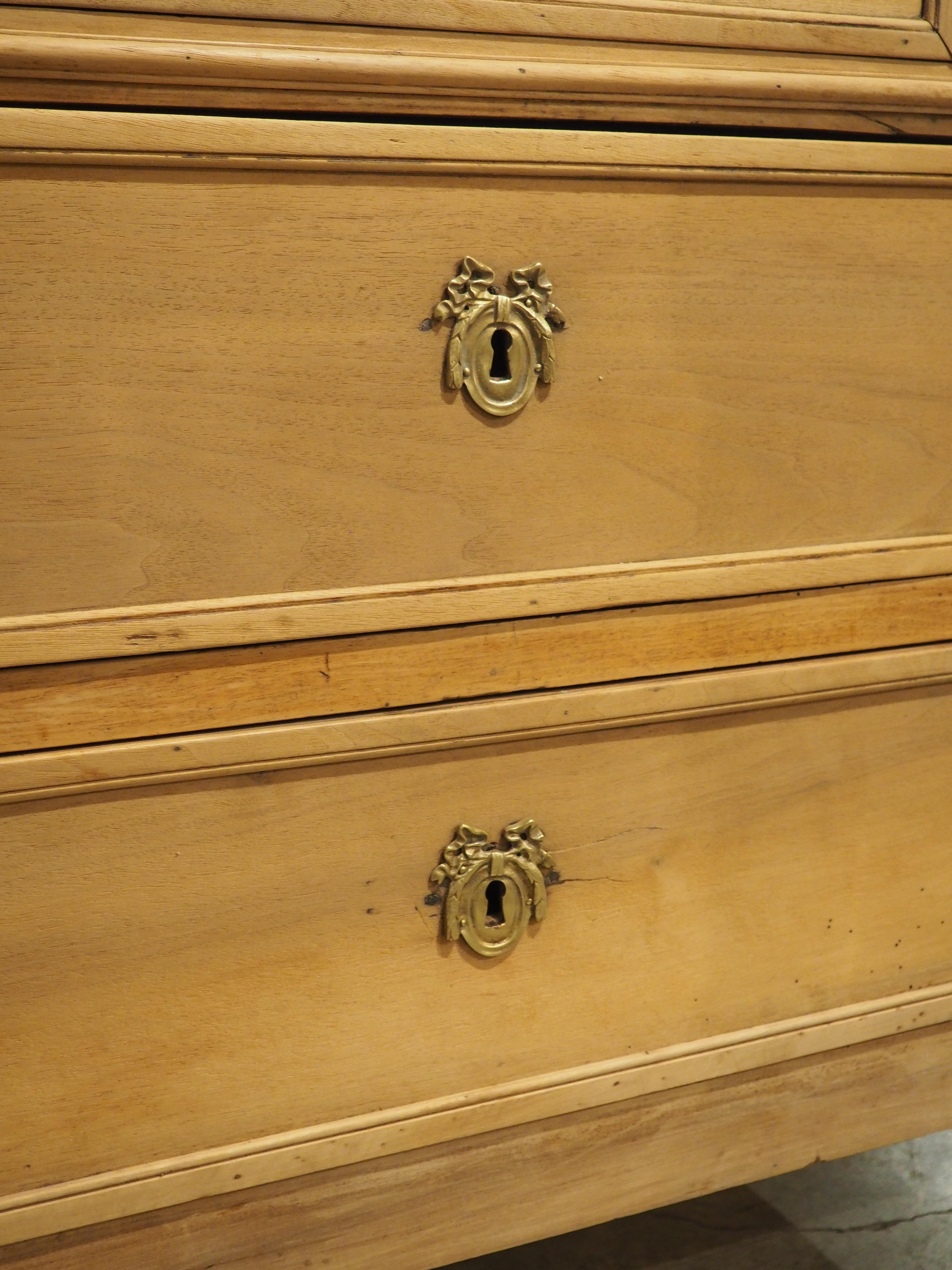 Early 1800s French Directoire Commode in Bleached Walnut with Black Stone Top For Sale 3