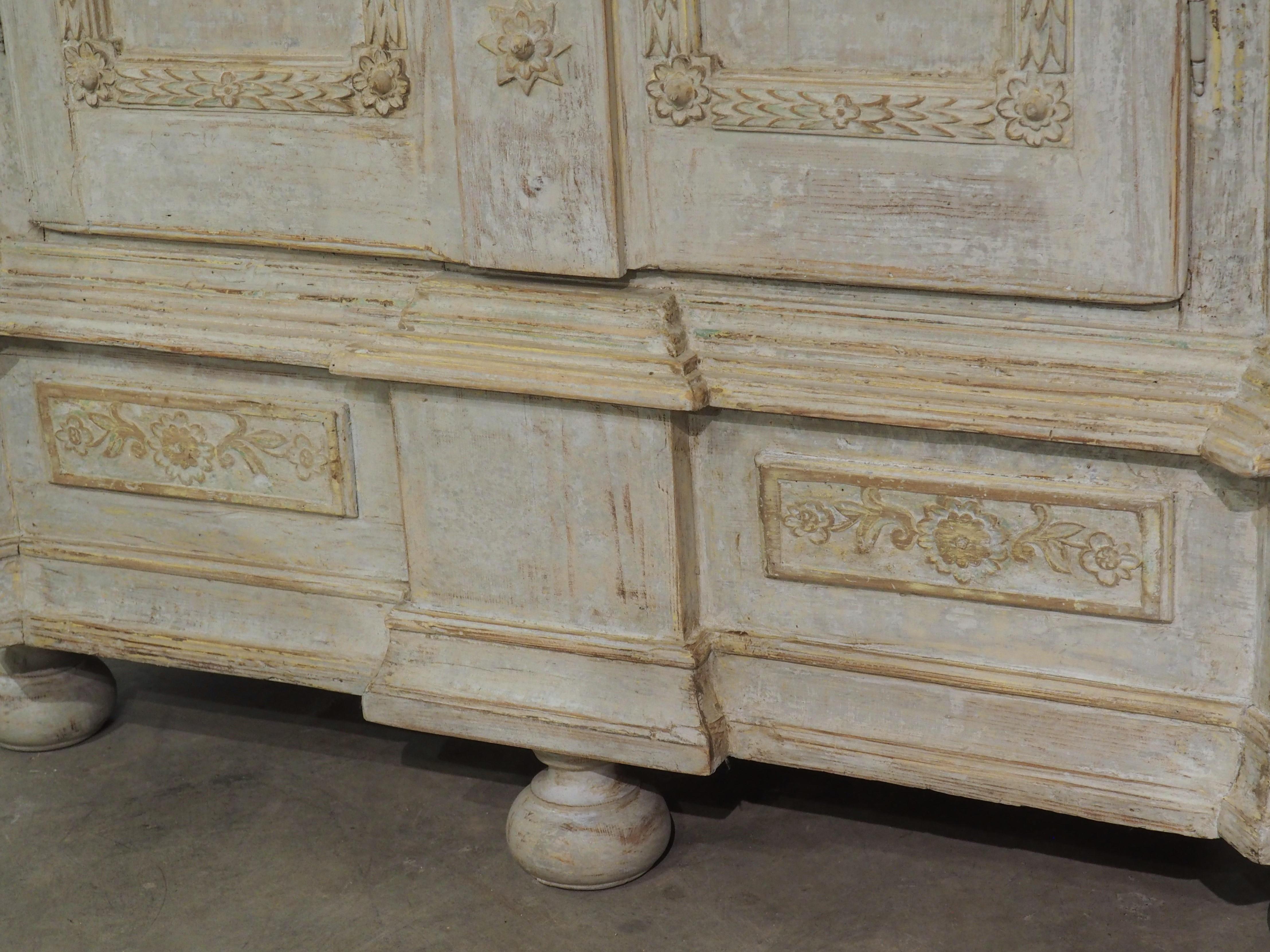 19th Century Early 1800s Northern European Baroque Style Armoire in Painted Pine