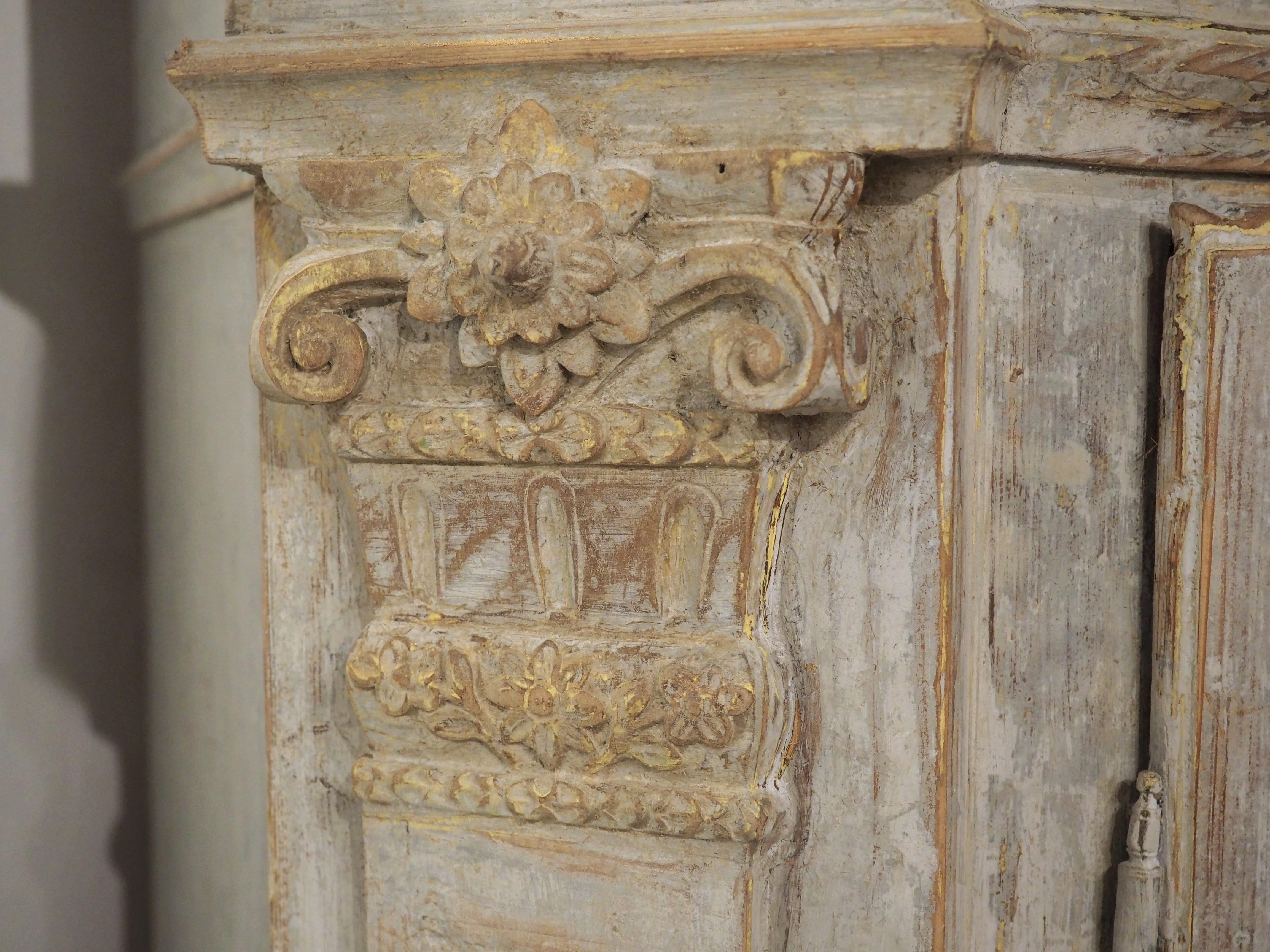 Wood Early 1800s Northern European Baroque Style Armoire in Painted Pine