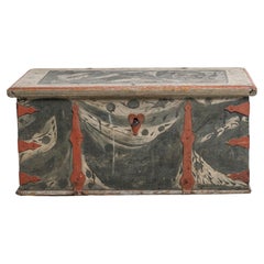 Early 1800s Northern Swedish Folk Art Painted Chest 