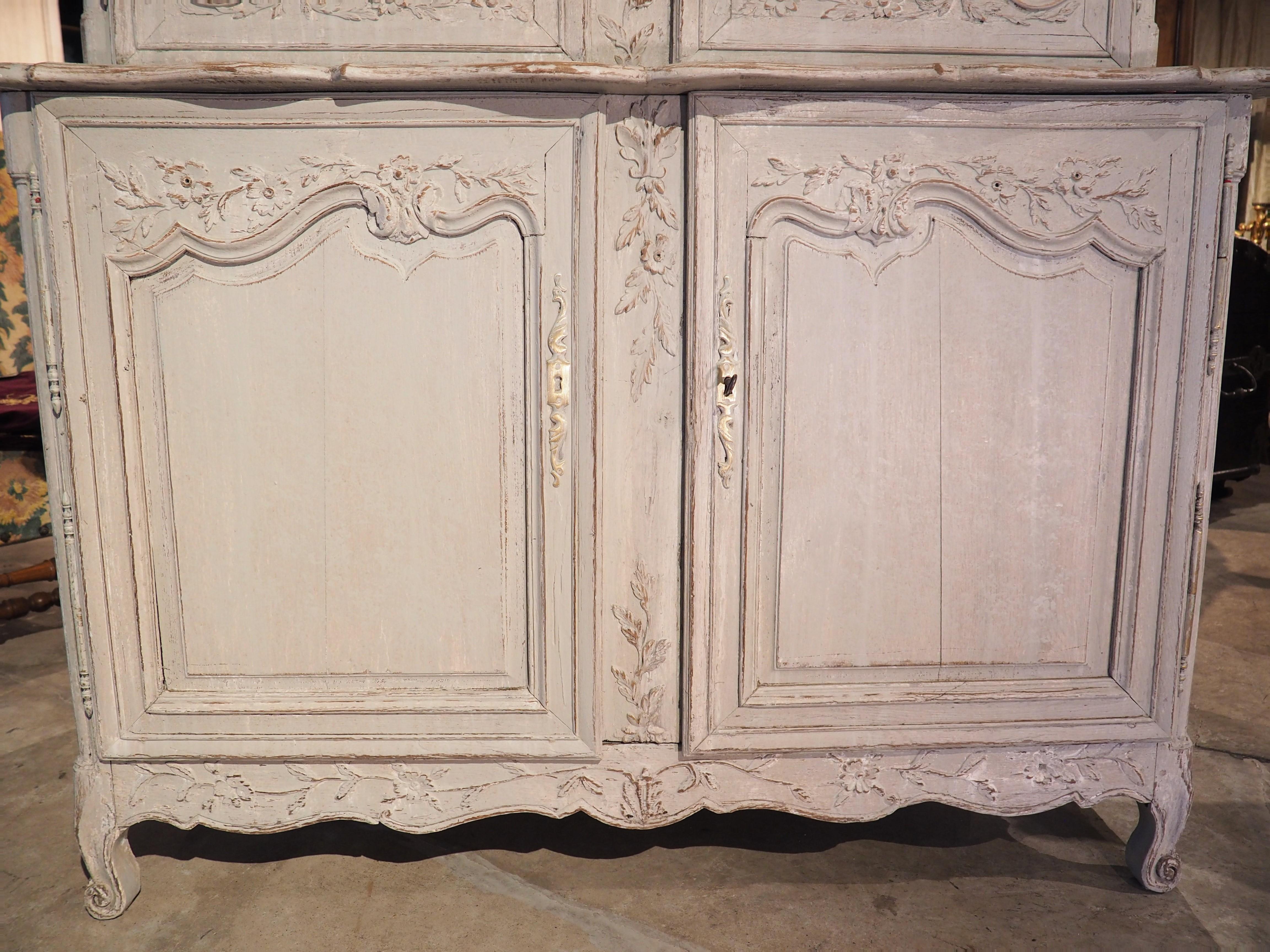 19th Century Early 1800's Painted French Buffet Deux Corps from Normandy