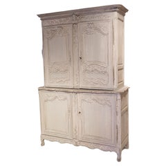 Early 1800's Painted French Buffet Deux Corps from Normandy
