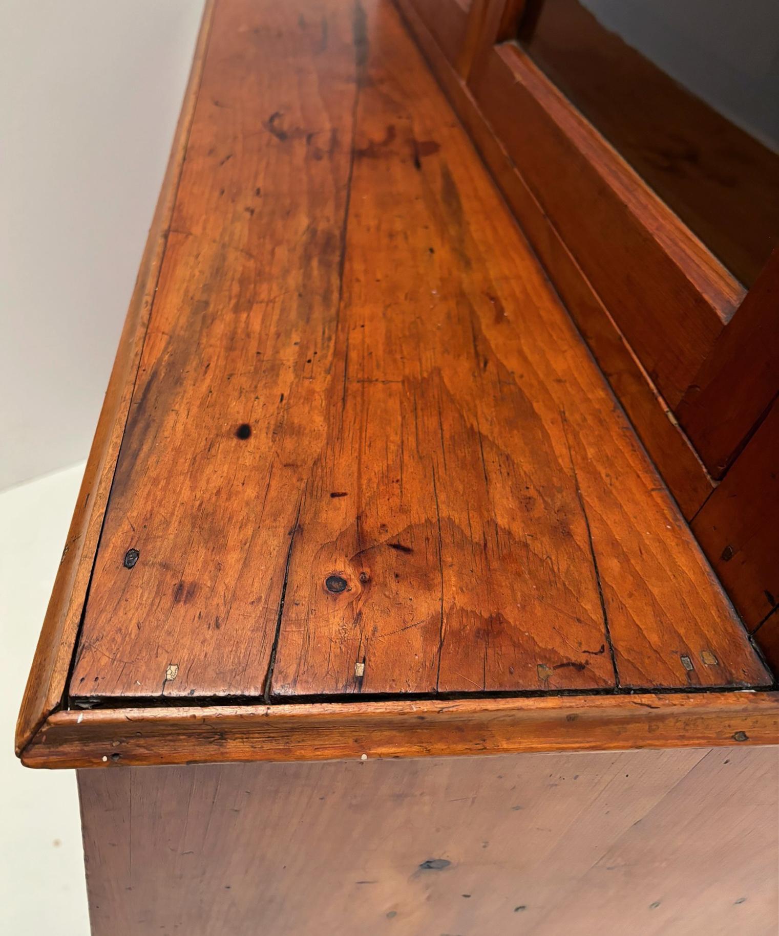 Early 1800’s Pennsylvania Dutch Pine Country Cupboard with Wavy Glass Doors For Sale 5