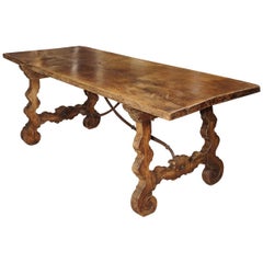 Early 1800s Single Oak Plank Farm Table from Spain