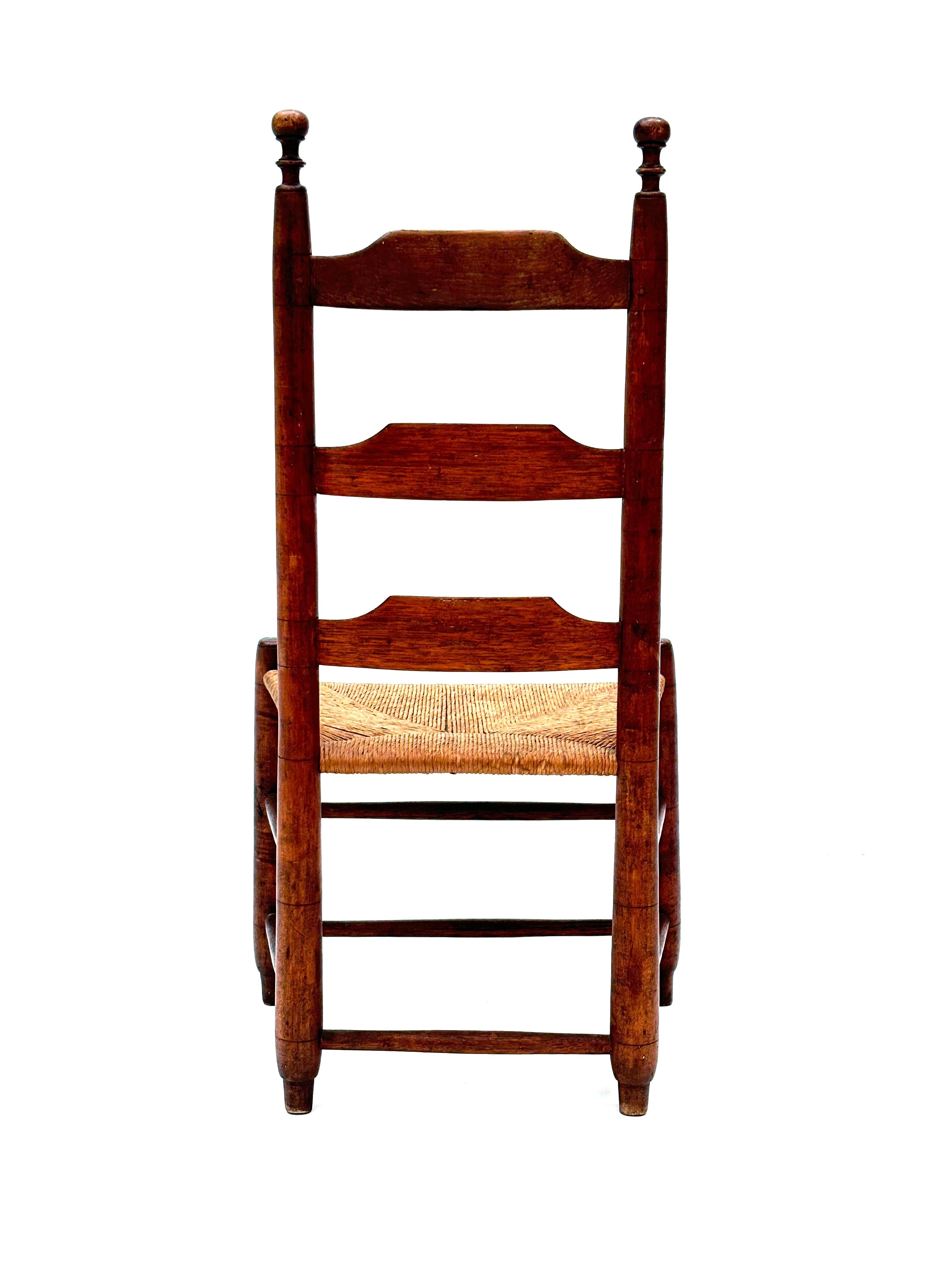 American Early 1800’s Three Slat, Pennsylvania Ladder-Back Chair For Sale