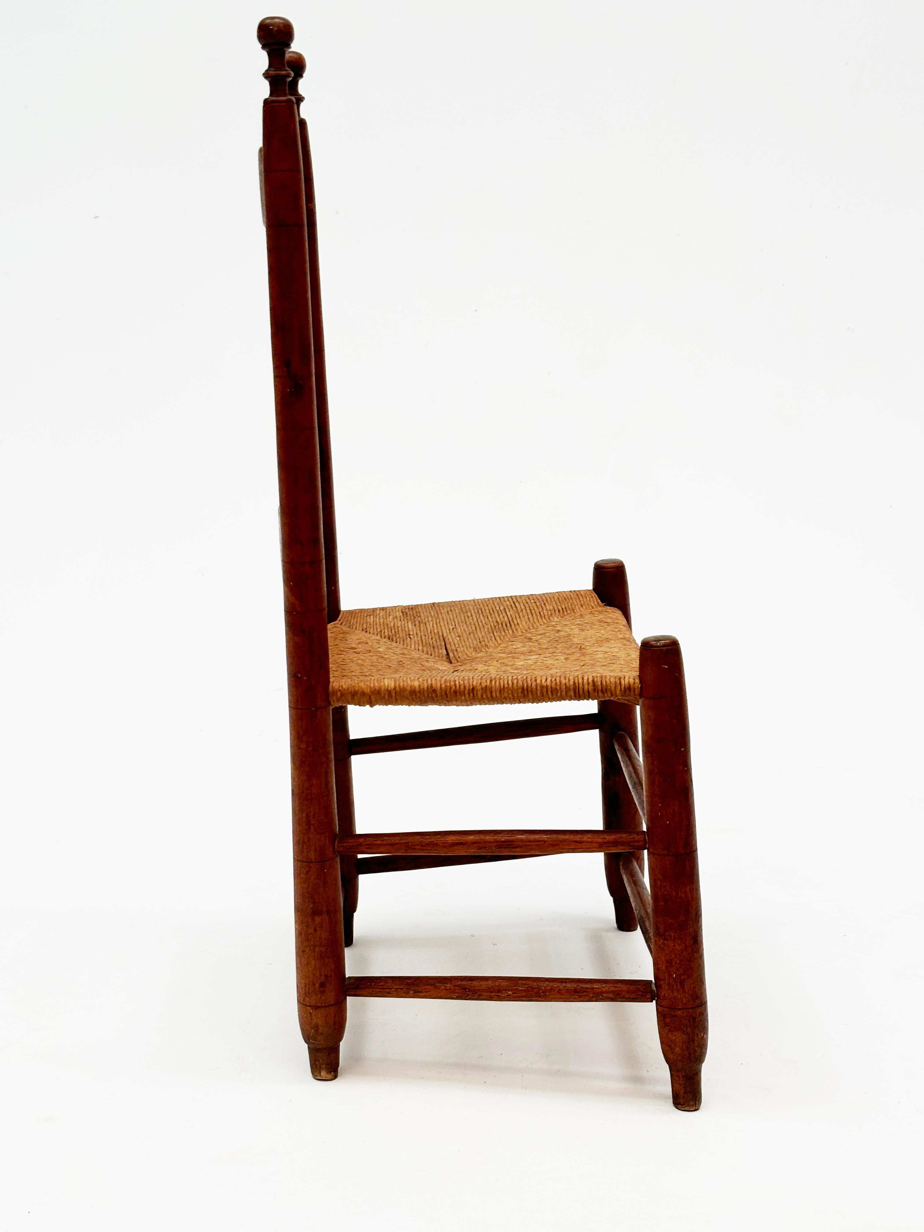 Hand-Carved Early 1800’s Three Slat, Pennsylvania Ladder-Back Chair For Sale