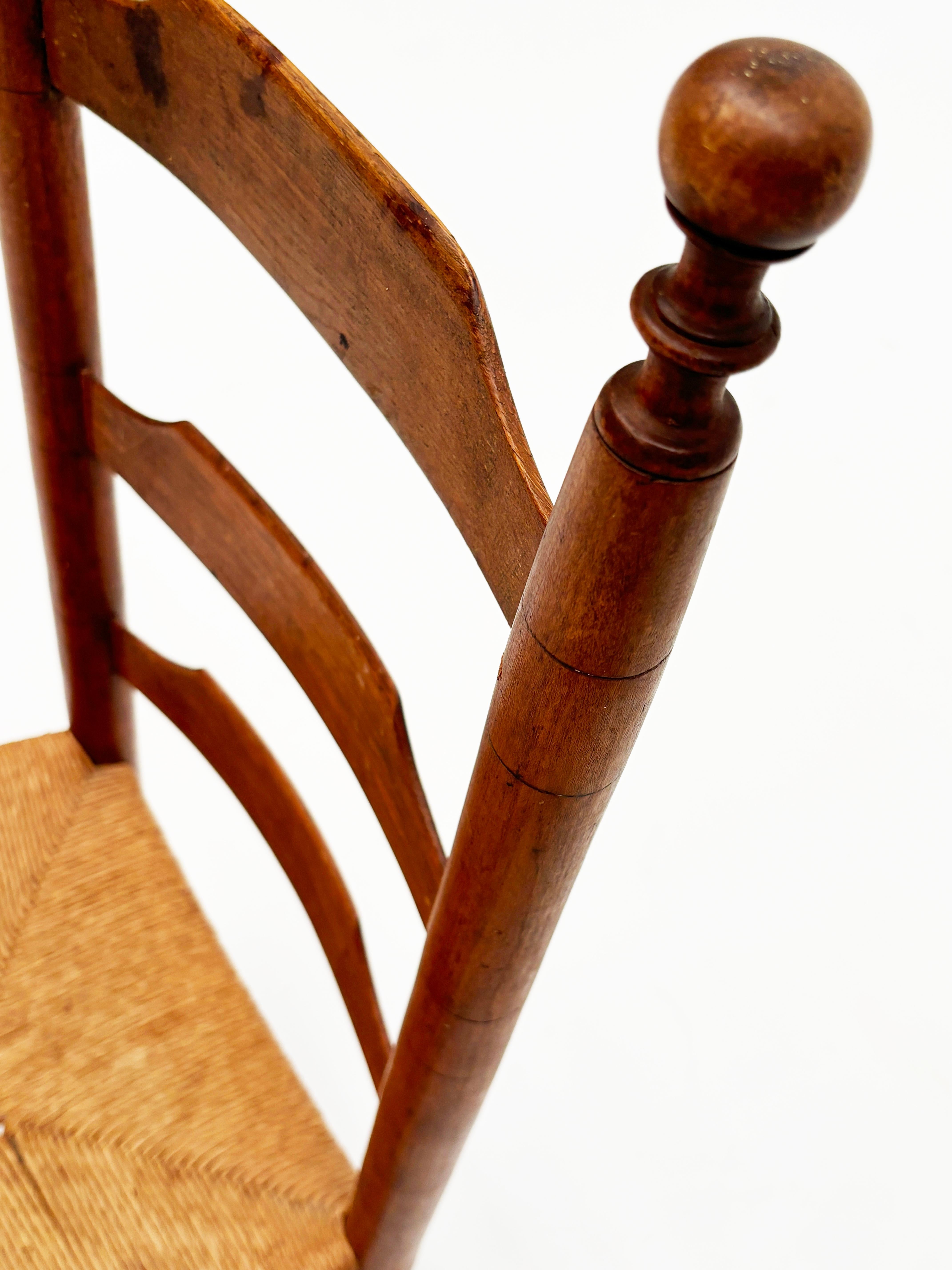 Hardwood Early 1800’s Three Slat, Pennsylvania Ladder-Back Chair For Sale