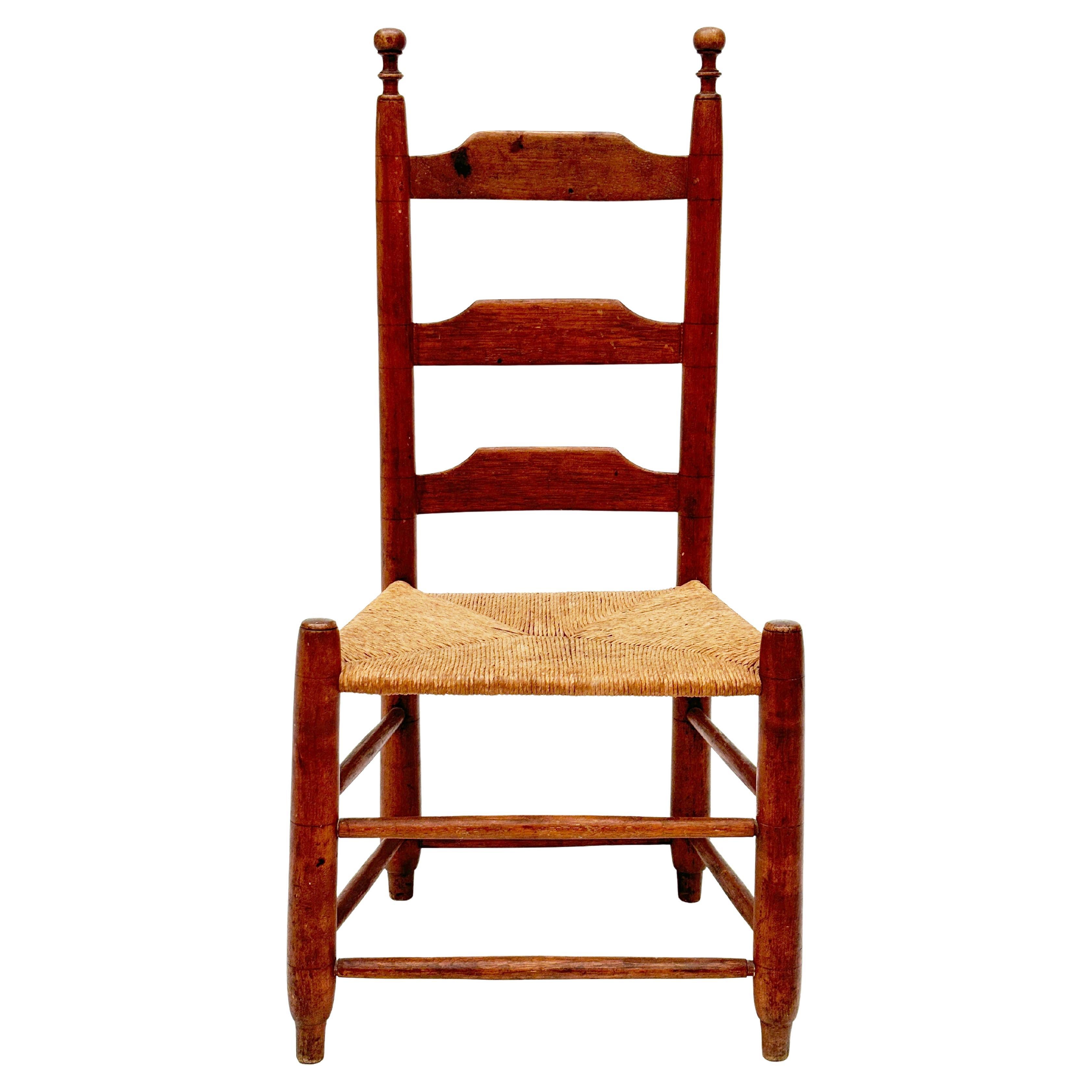 Early 1800’s Three Slat, Pennsylvania Ladder-Back Chair For Sale