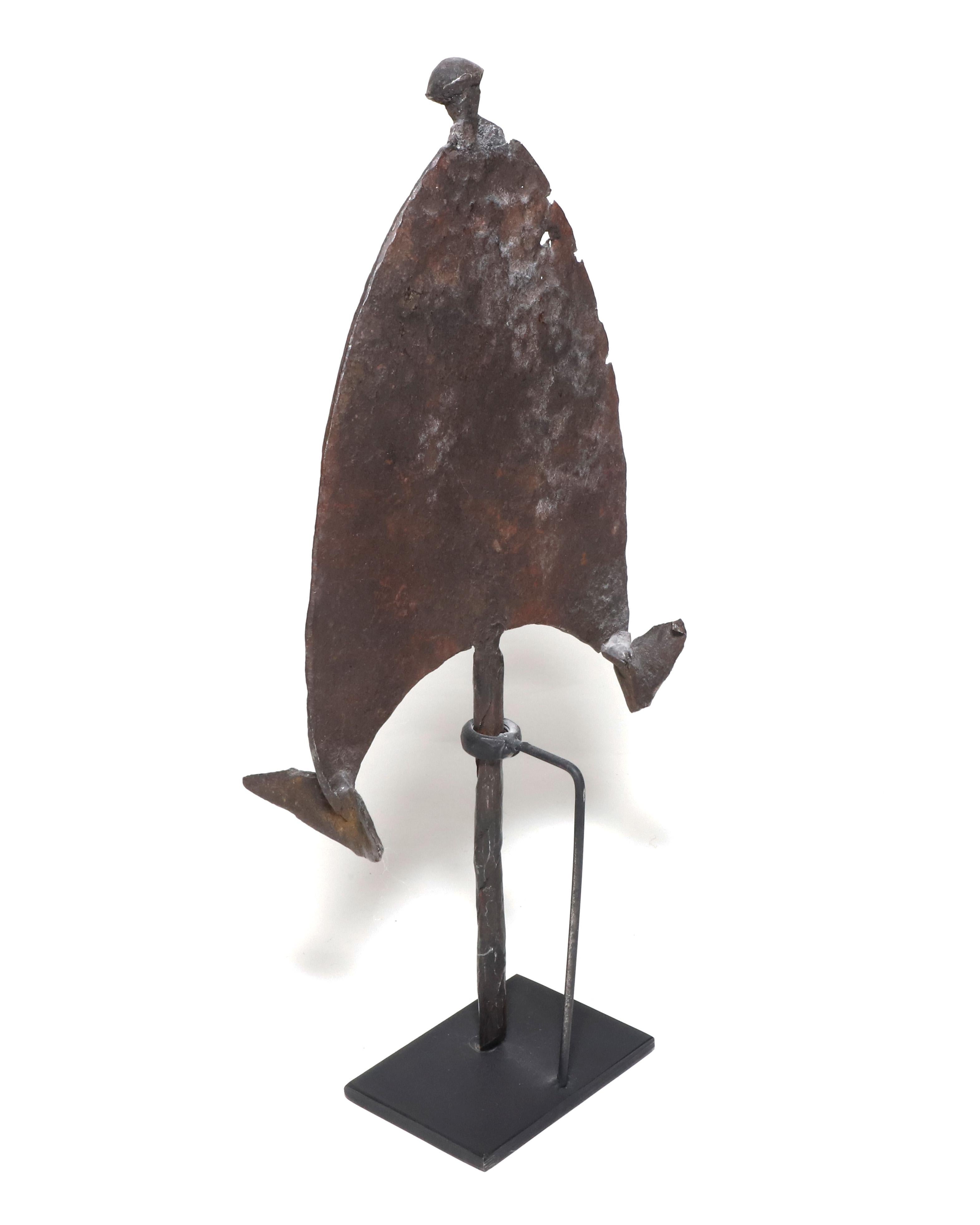 Congolese Early 1800s Wrought Iron Mbili African Currenzy on Metal Stand For Sale