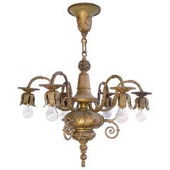 Early 1890s American Silver Plated Six-Candle Chandelier with Filigree