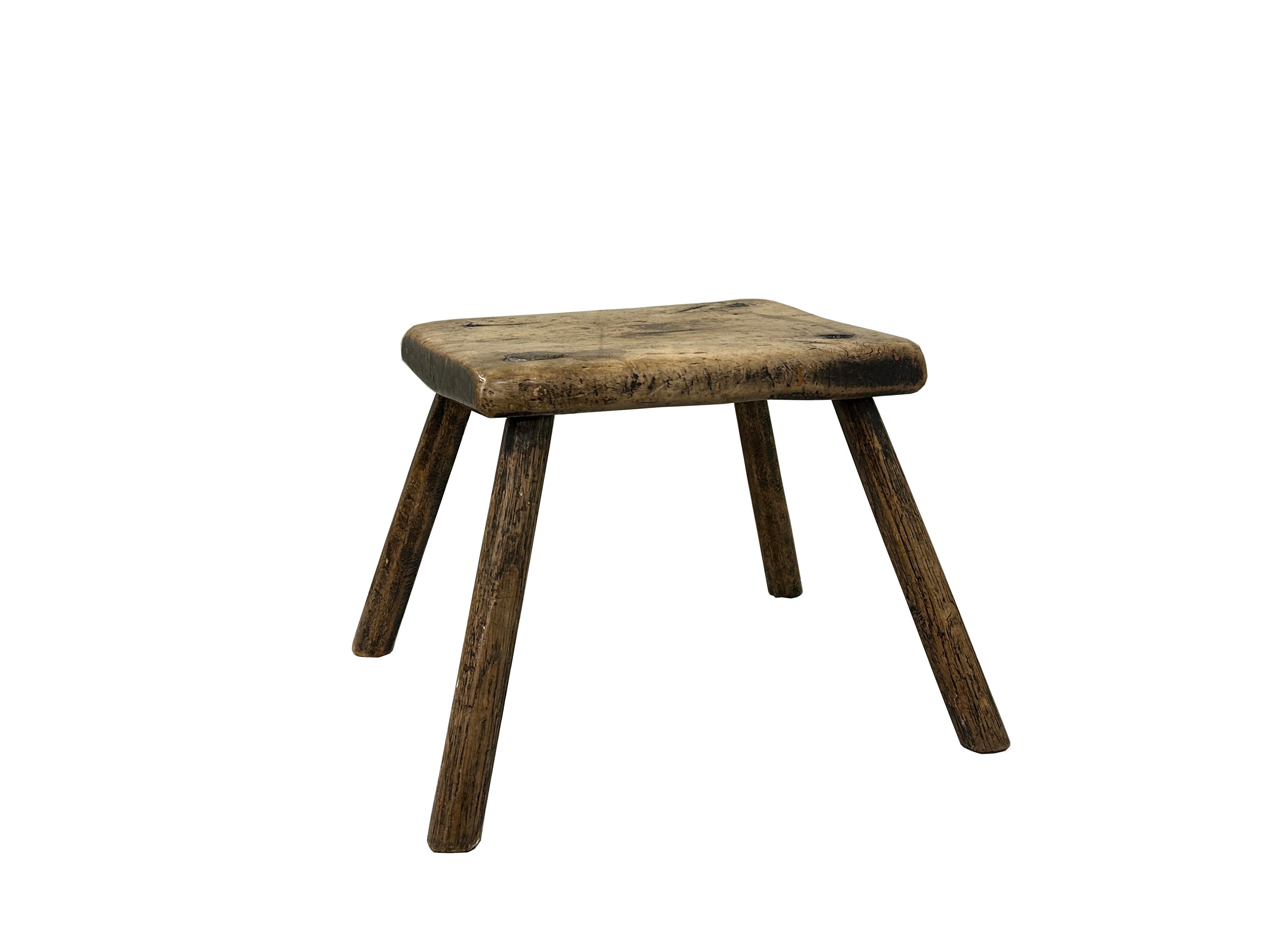 Hand-Crafted Early 18c Ash Stool For Sale