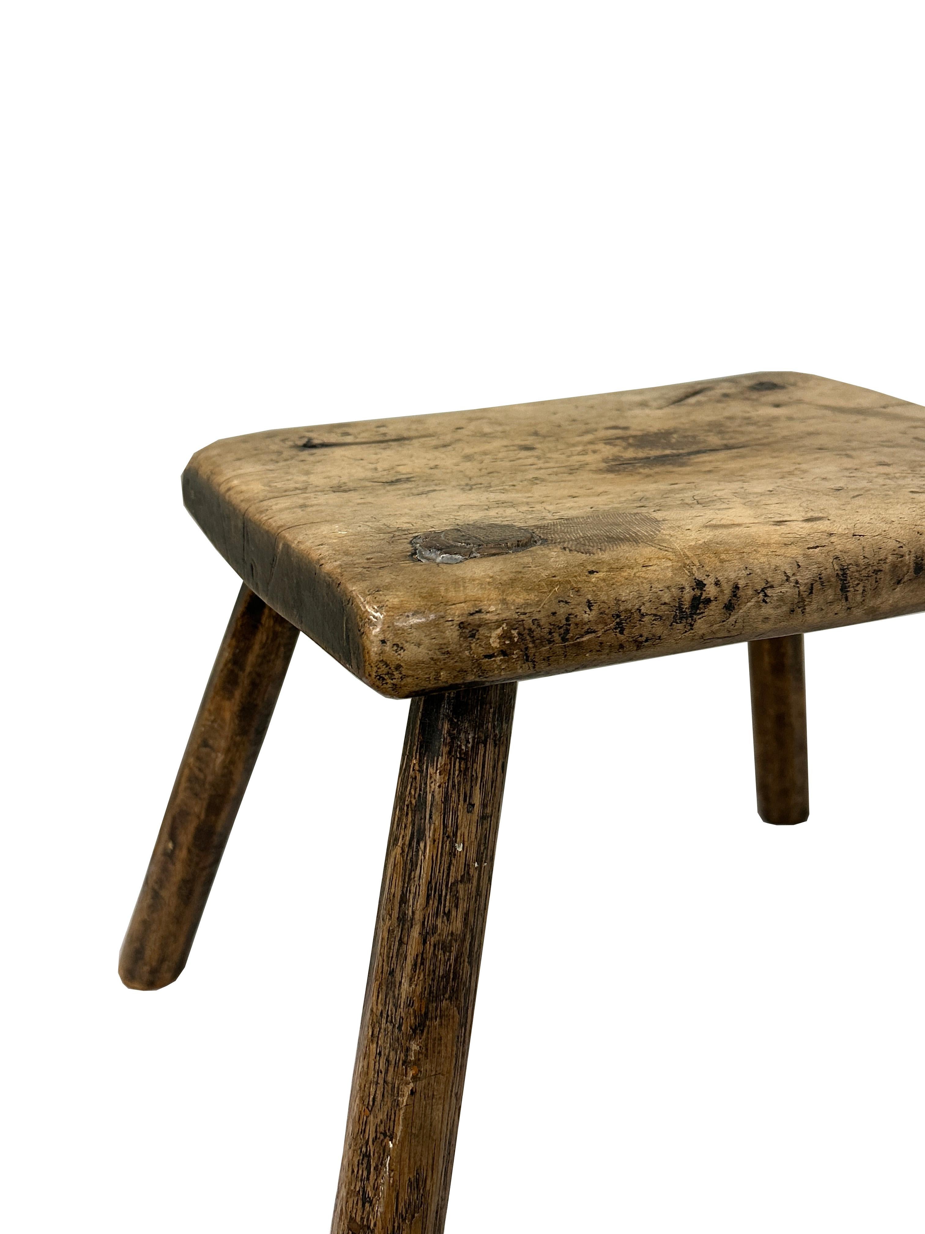 Early 18c Ash Stool In Distressed Condition For Sale In New York, NY