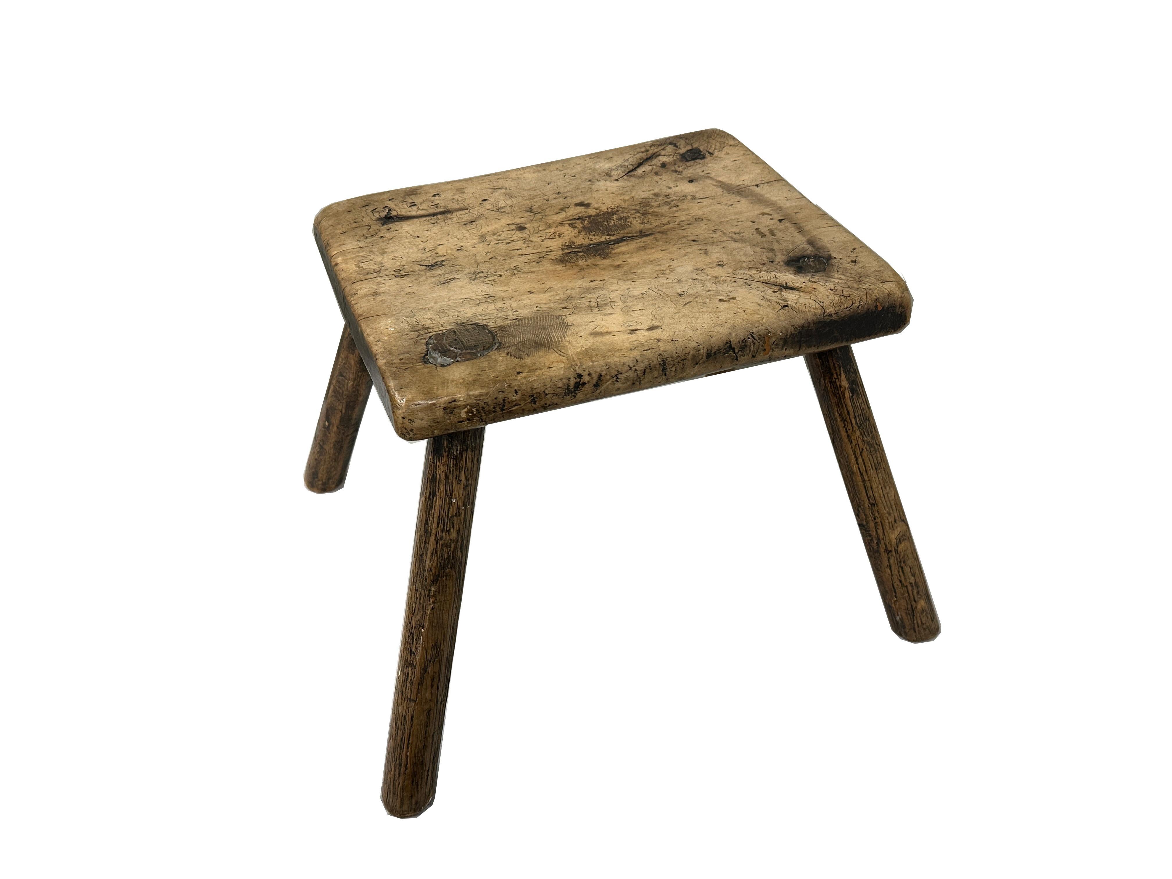 18th Century Early 18c Ash Stool For Sale